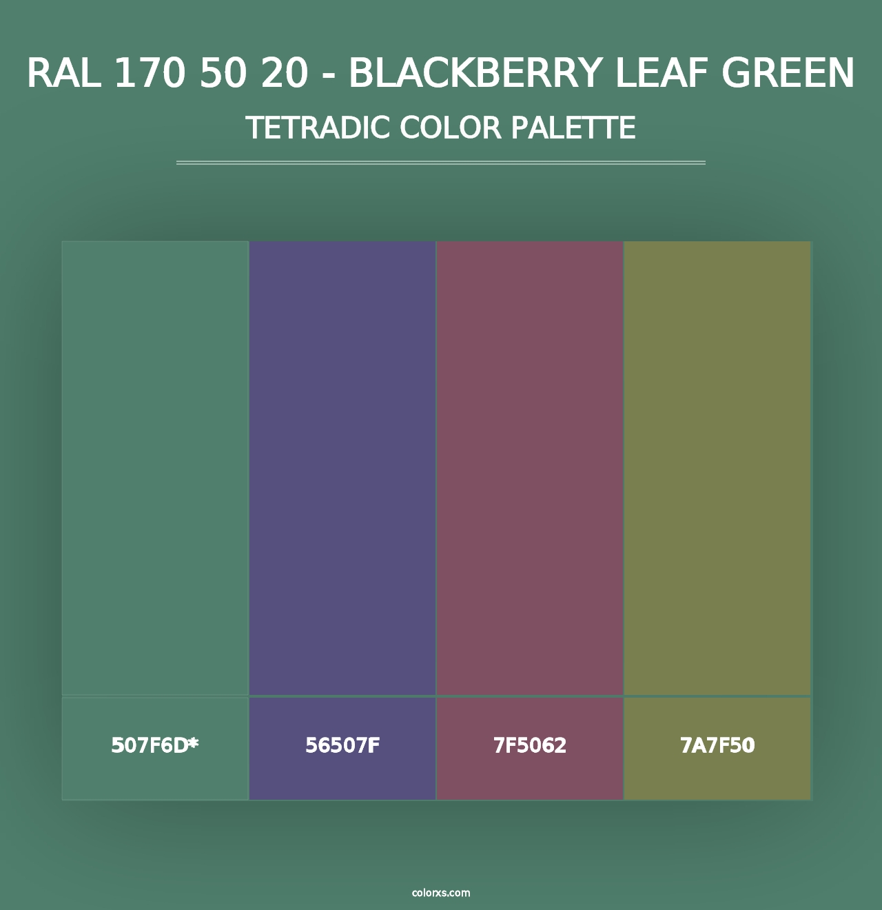 RAL 170 50 20 - Blackberry Leaf Green - Tetradic Color Palette