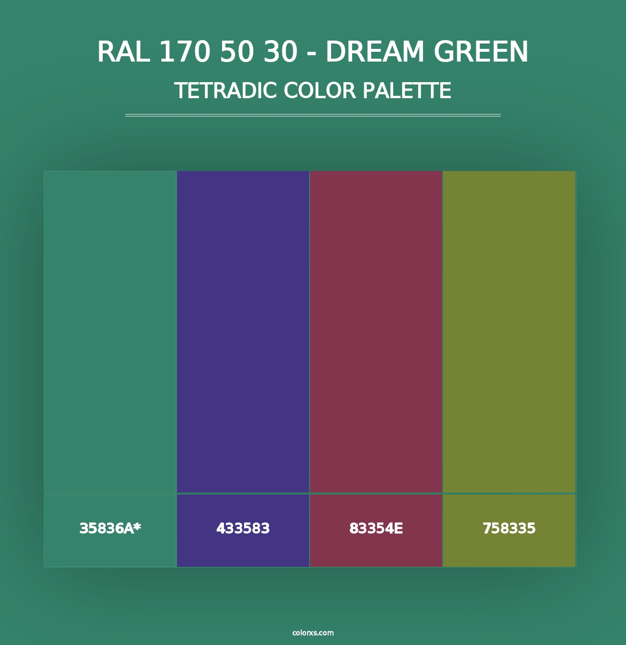 RAL 170 50 30 - Dream Green - Tetradic Color Palette