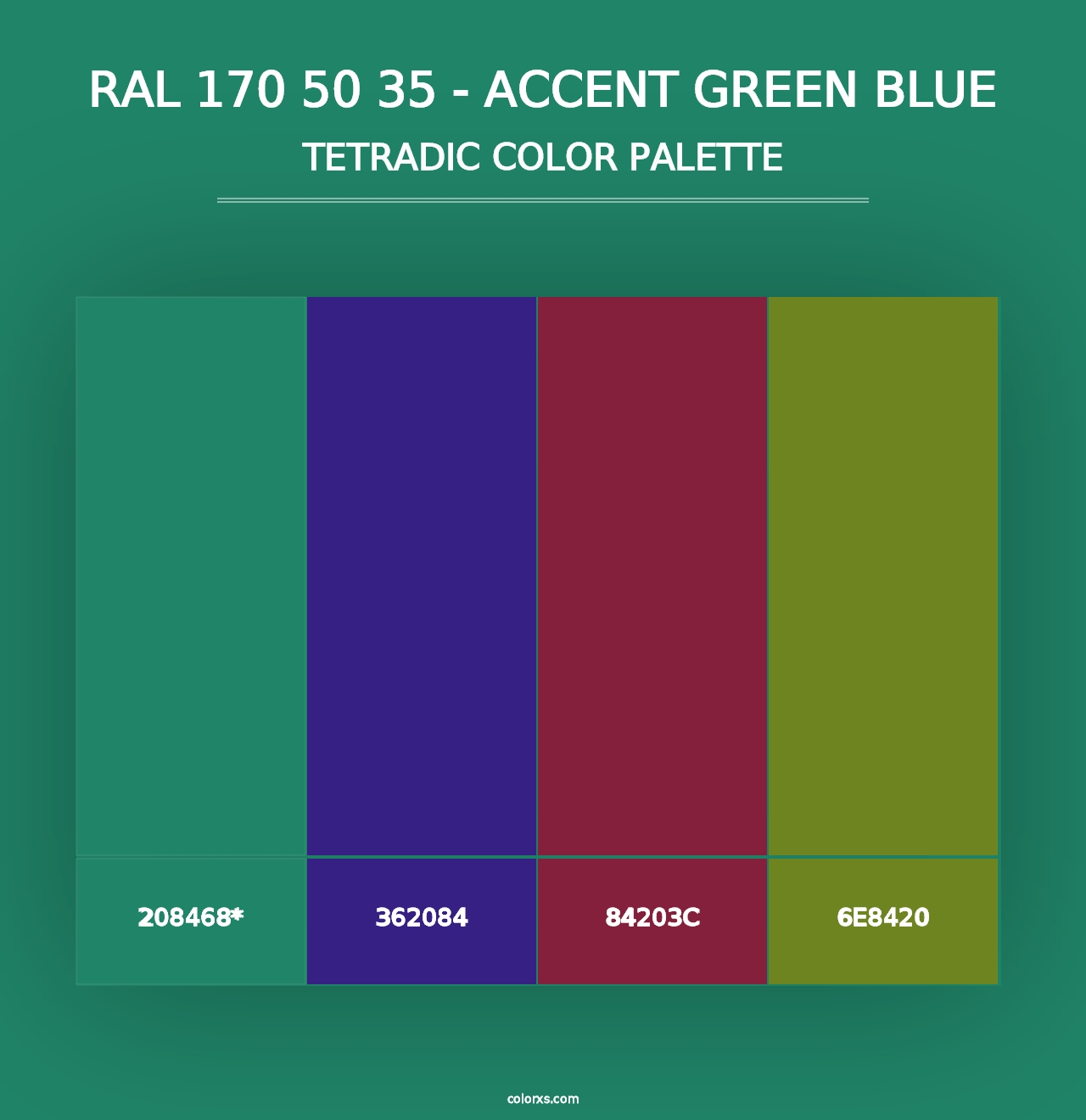 RAL 170 50 35 - Accent Green Blue - Tetradic Color Palette