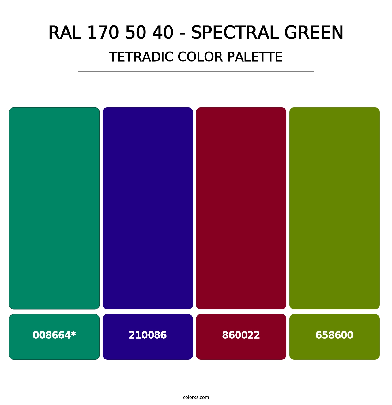 RAL 170 50 40 - Spectral Green - Tetradic Color Palette