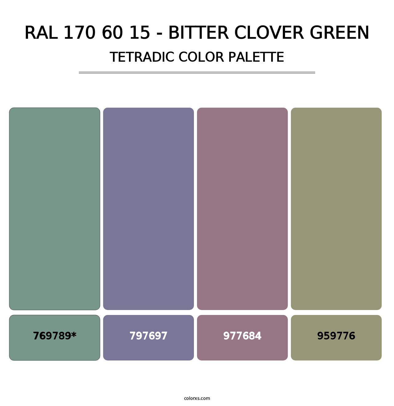 RAL 170 60 15 - Bitter Clover Green - Tetradic Color Palette