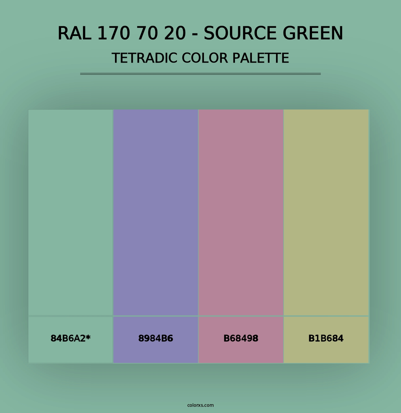 RAL 170 70 20 - Source Green - Tetradic Color Palette