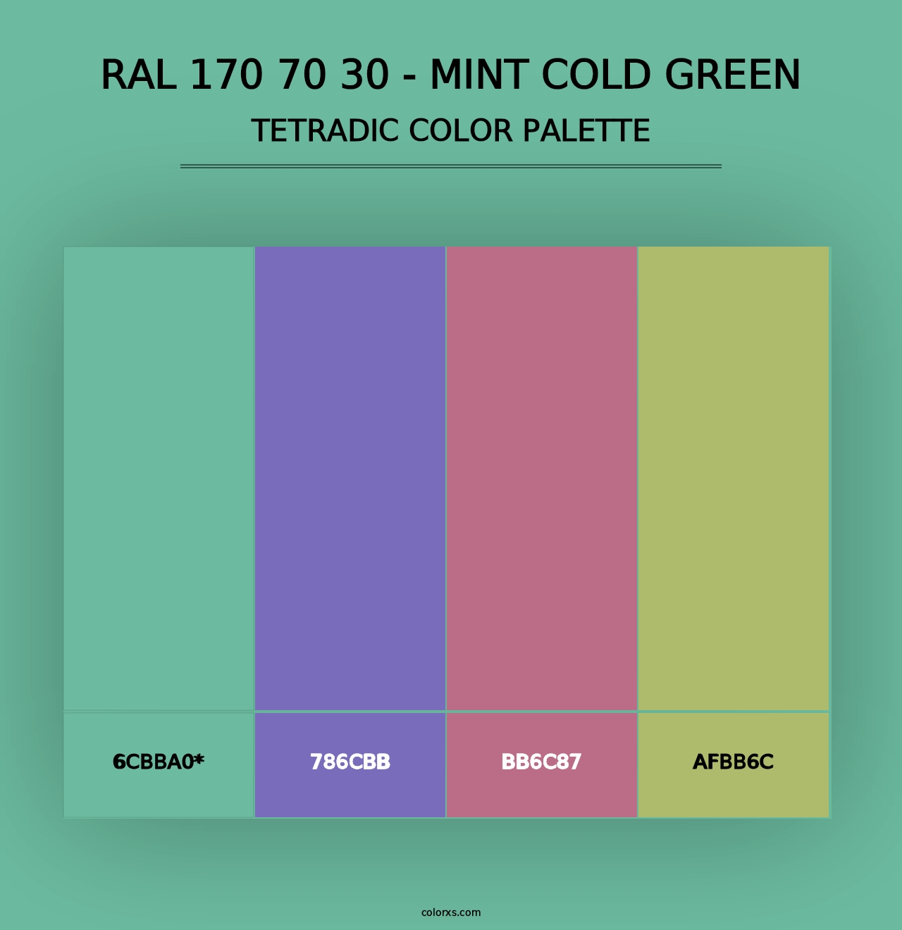 RAL 170 70 30 - Mint Cold Green - Tetradic Color Palette