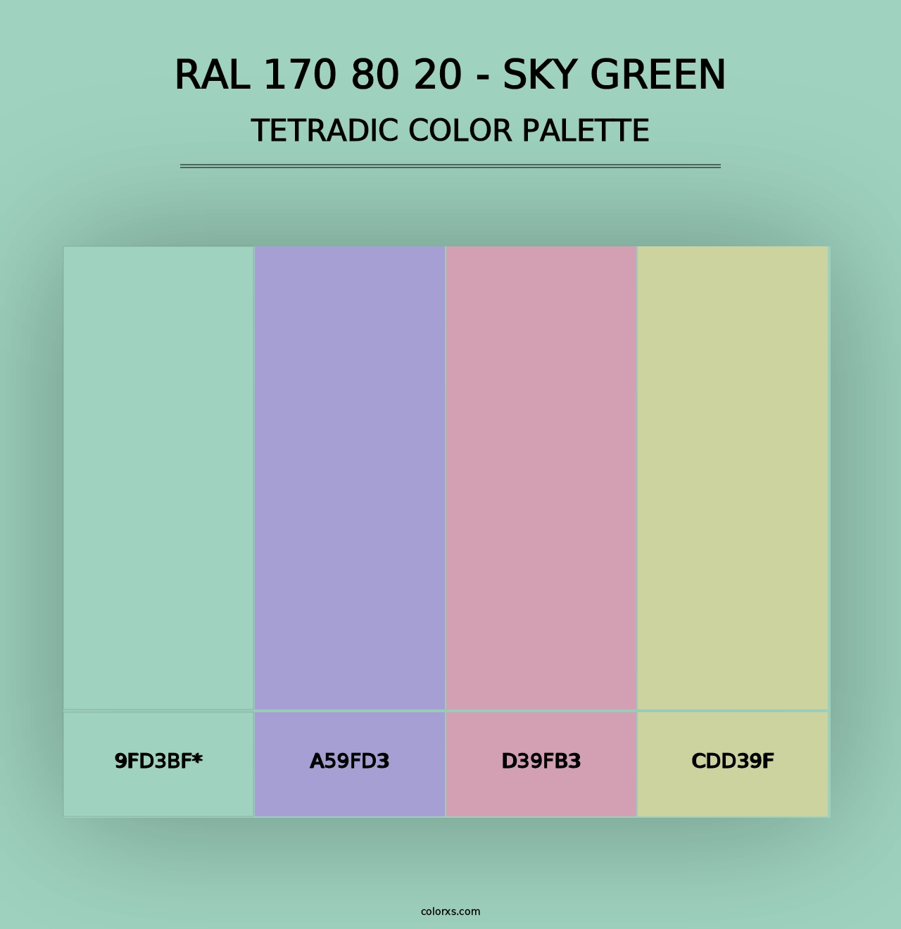 RAL 170 80 20 - Sky Green - Tetradic Color Palette