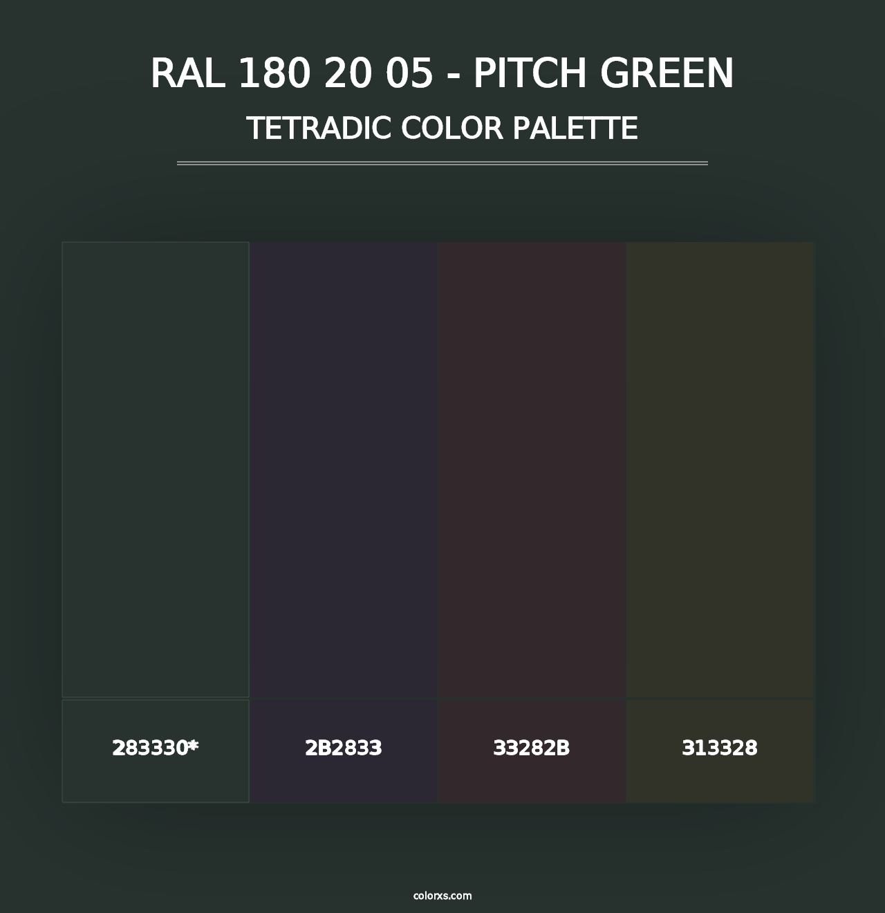 RAL 180 20 05 - Pitch Green - Tetradic Color Palette