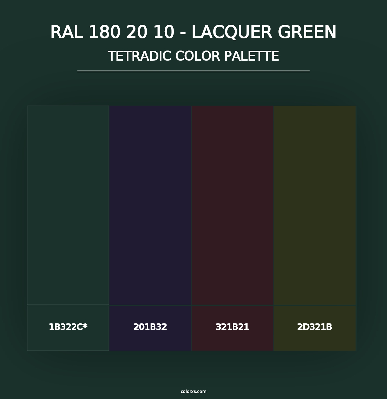 RAL 180 20 10 - Lacquer Green - Tetradic Color Palette