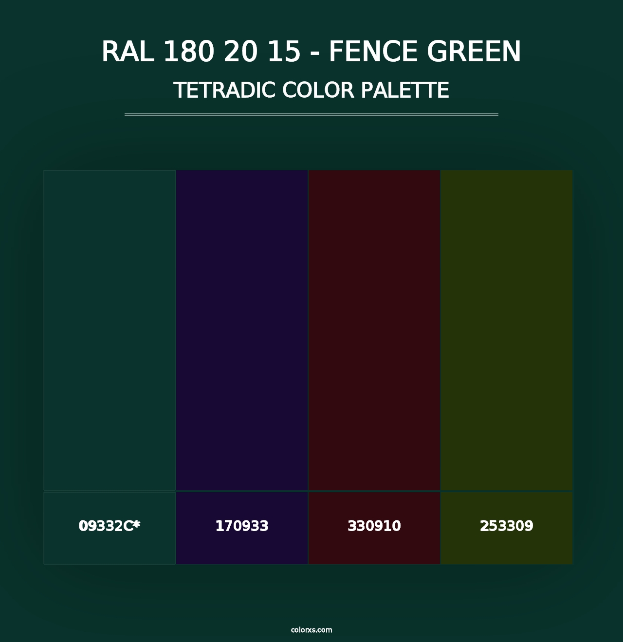 RAL 180 20 15 - Fence Green - Tetradic Color Palette