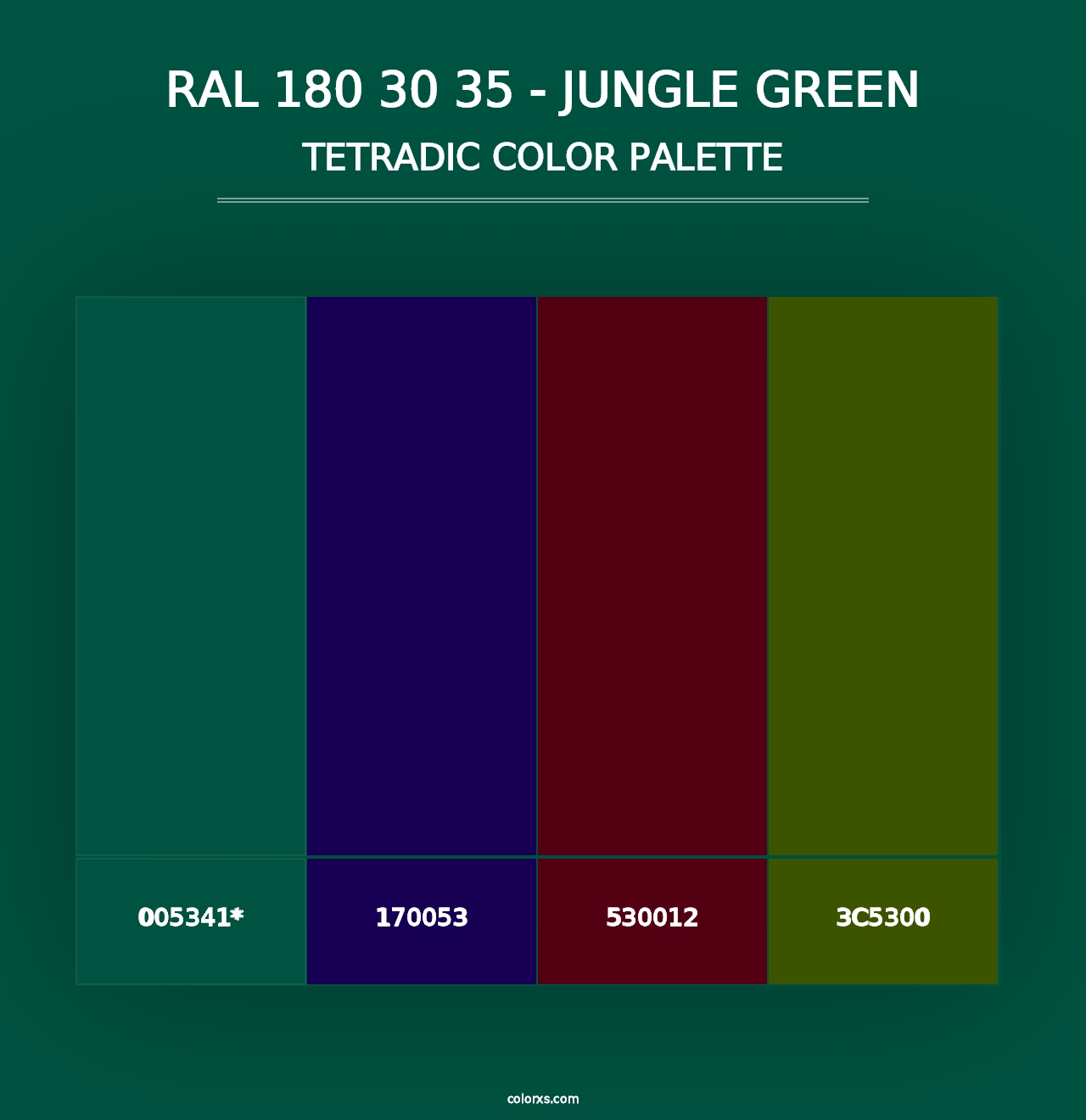 RAL 180 30 35 - Jungle Green - Tetradic Color Palette