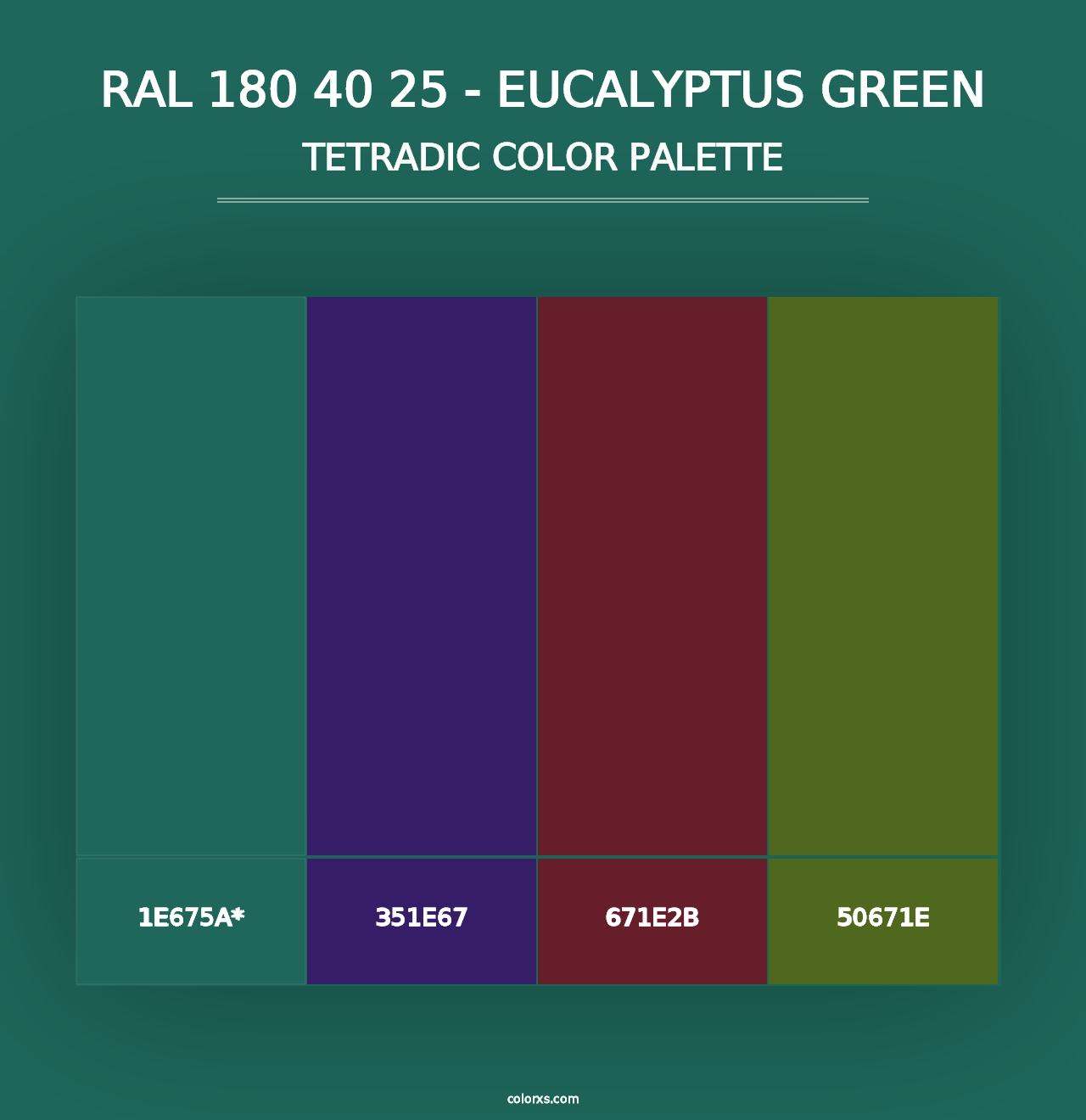 RAL 180 40 25 - Eucalyptus Green - Tetradic Color Palette