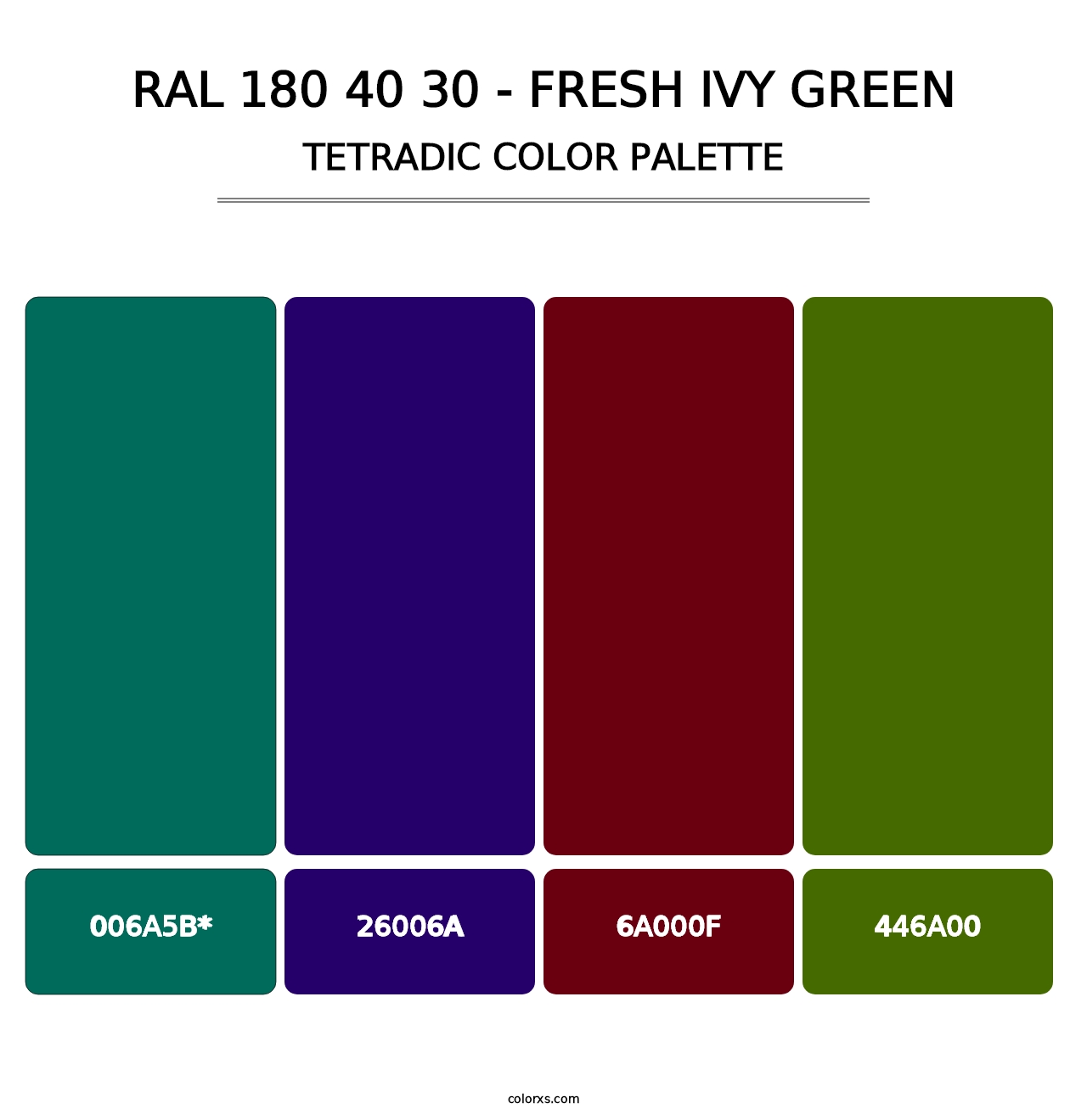 RAL 180 40 30 - Fresh Ivy Green - Tetradic Color Palette