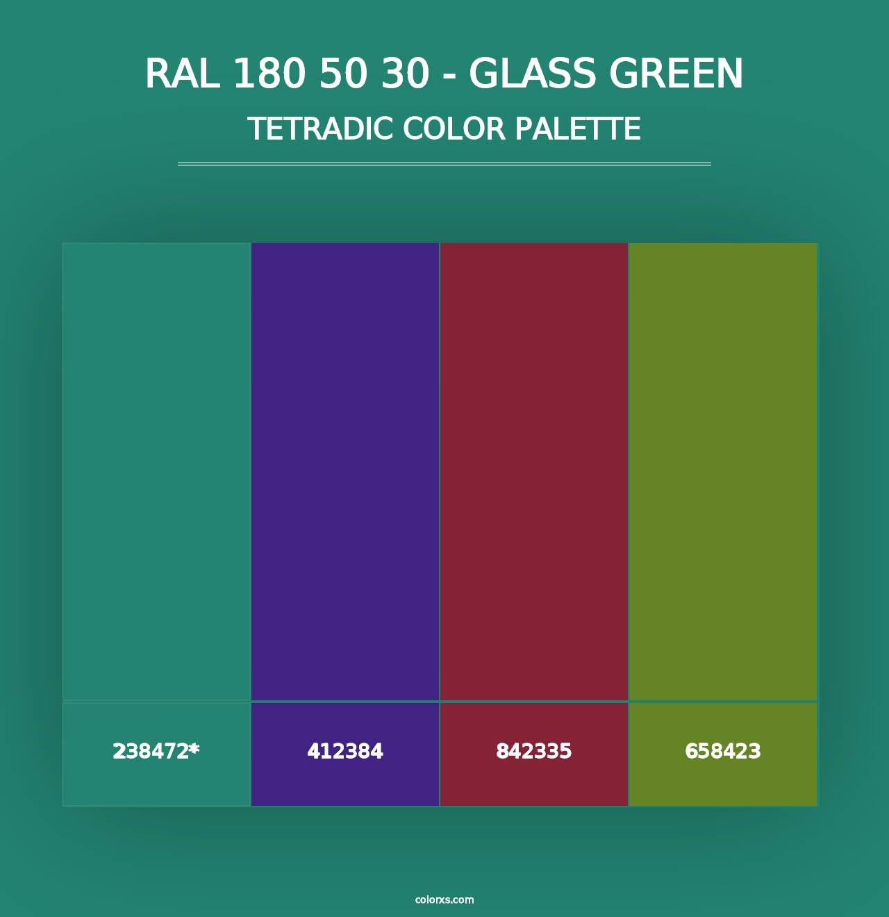 RAL 180 50 30 - Glass Green - Tetradic Color Palette