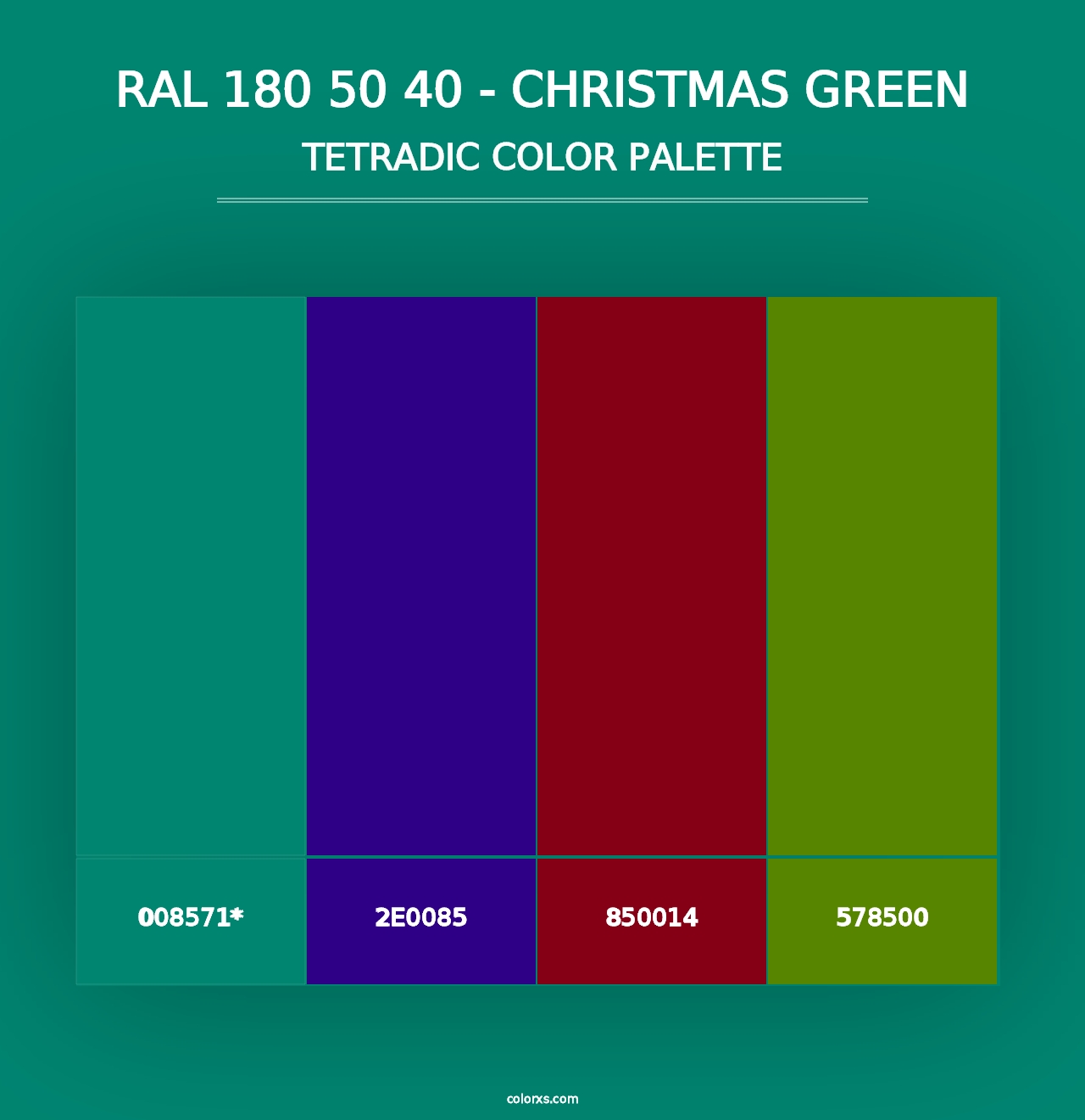 RAL 180 50 40 - Christmas Green - Tetradic Color Palette