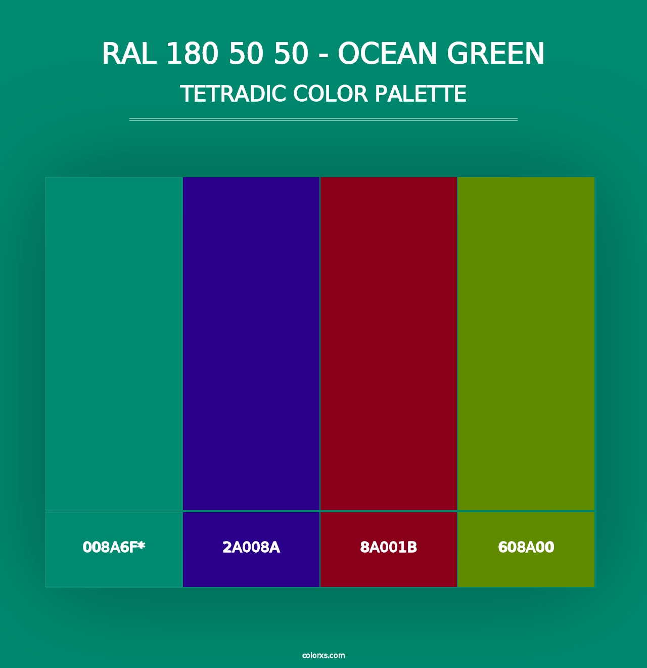 RAL 180 50 50 - Ocean Green - Tetradic Color Palette