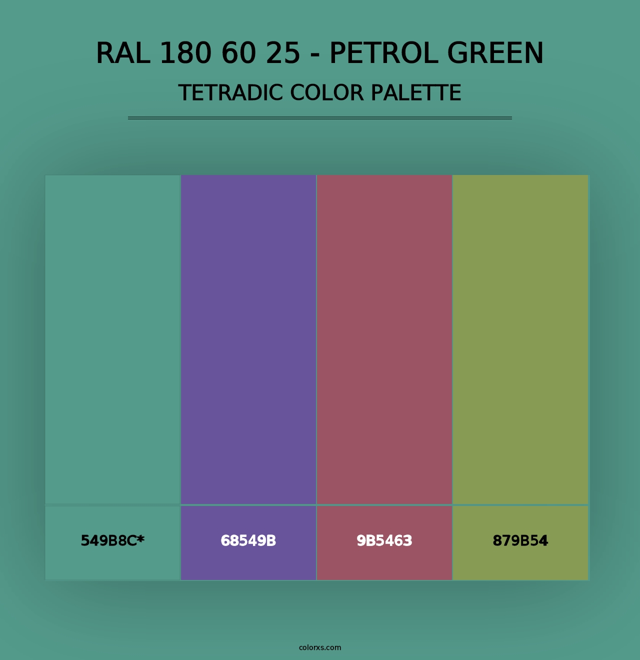 RAL 180 60 25 - Petrol Green - Tetradic Color Palette