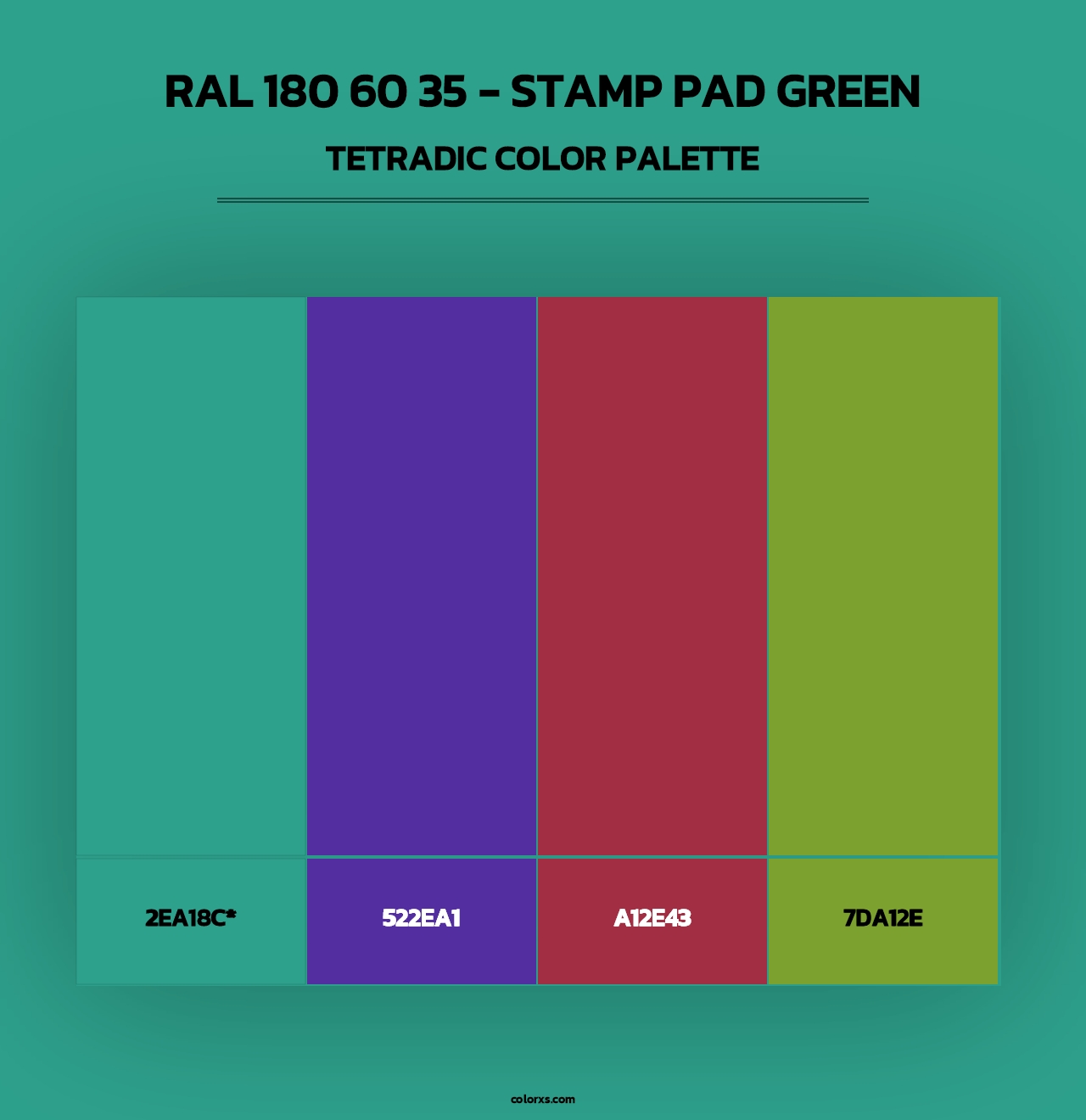 RAL 180 60 35 - Stamp Pad Green - Tetradic Color Palette