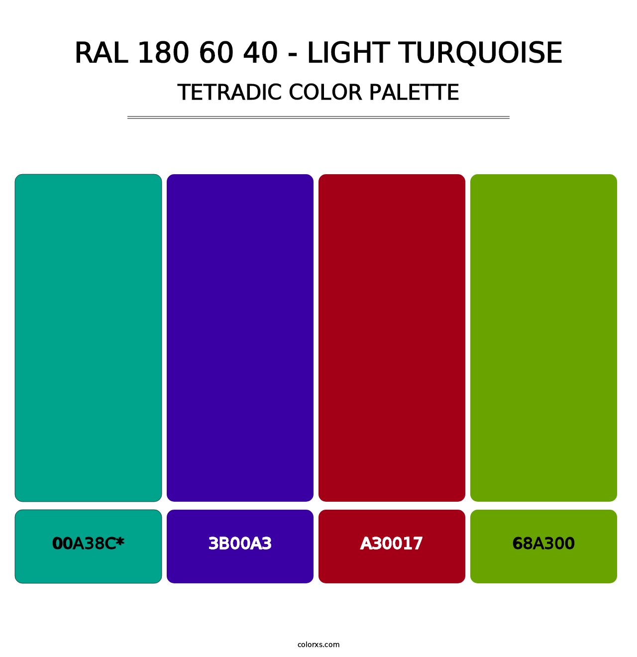 RAL 180 60 40 - Light Turquoise - Tetradic Color Palette