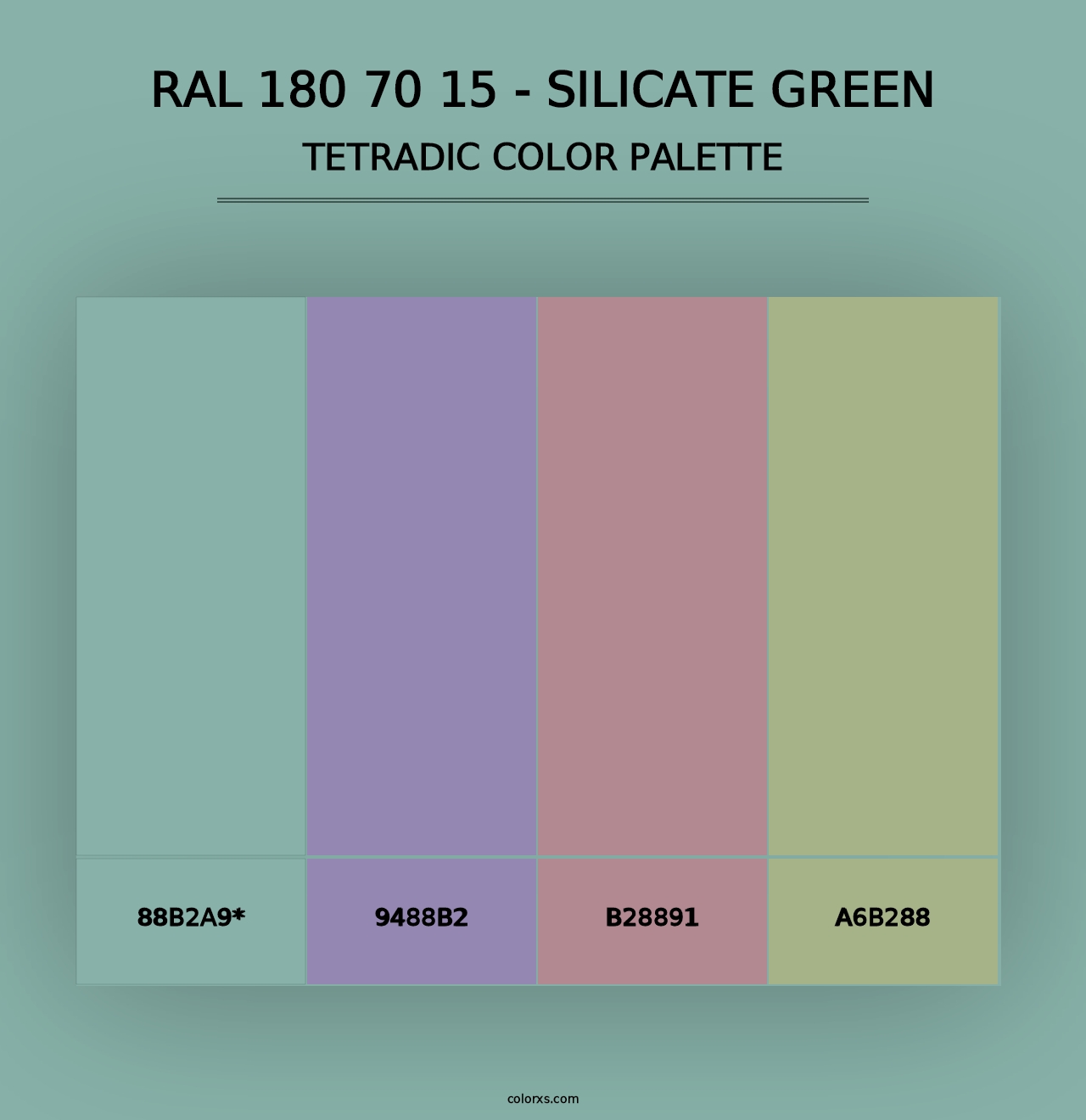 RAL 180 70 15 - Silicate Green - Tetradic Color Palette