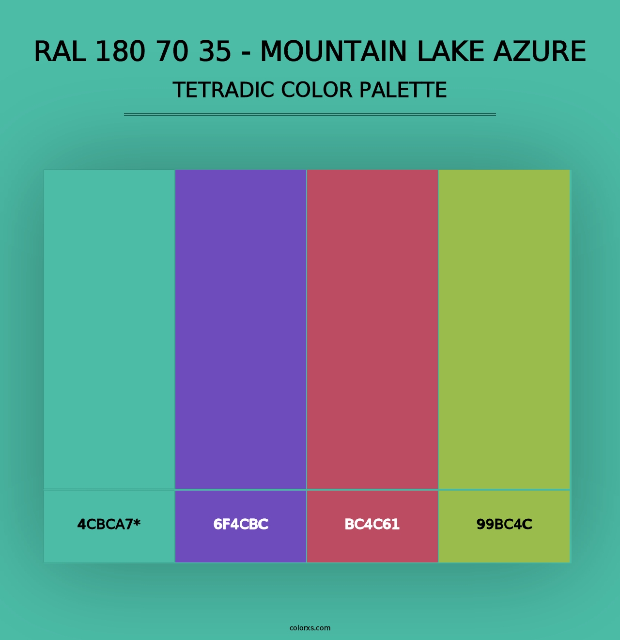 RAL 180 70 35 - Mountain Lake Azure - Tetradic Color Palette