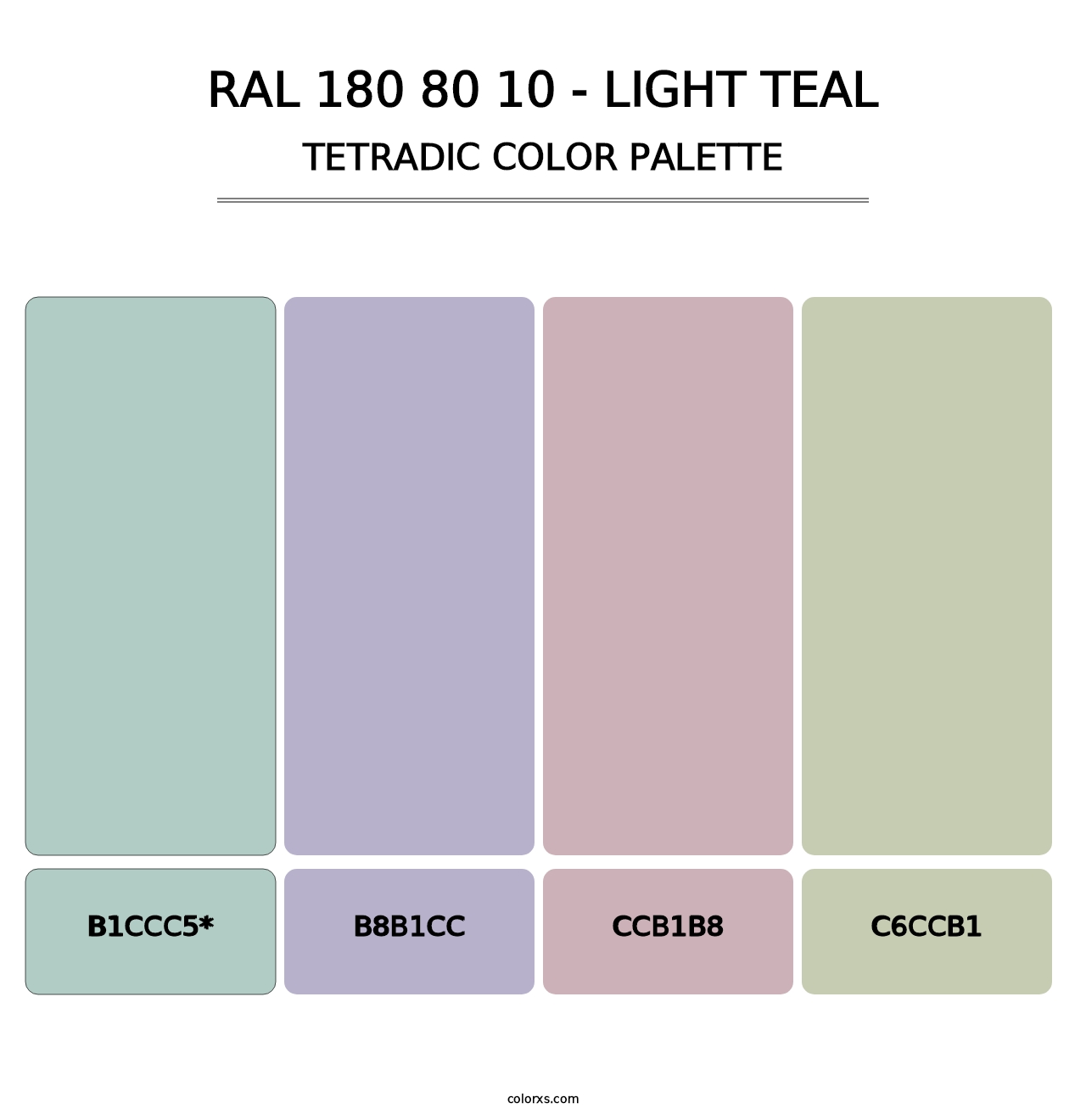 RAL 180 80 10 - Light Teal - Tetradic Color Palette