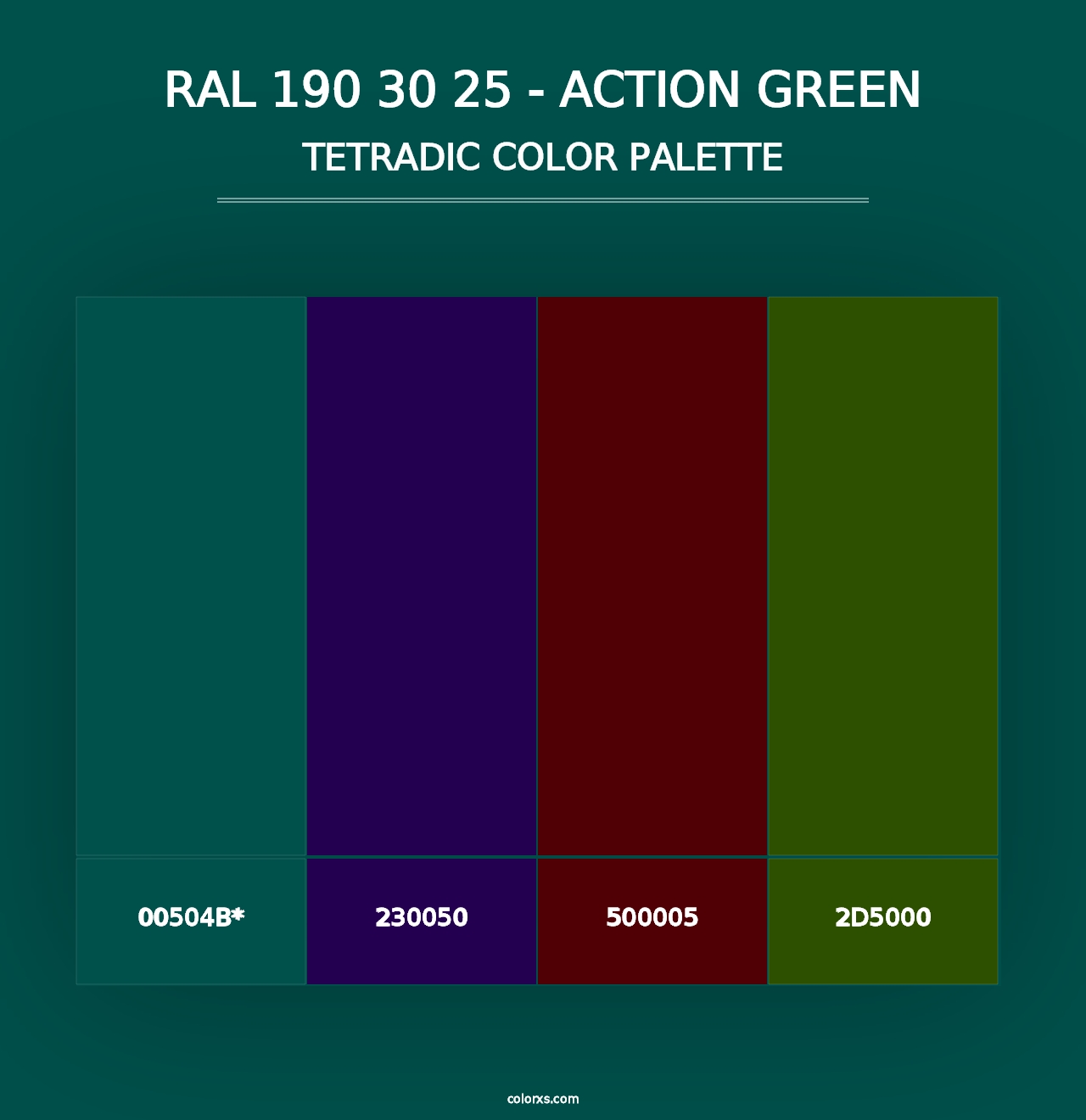 RAL 190 30 25 - Action Green - Tetradic Color Palette