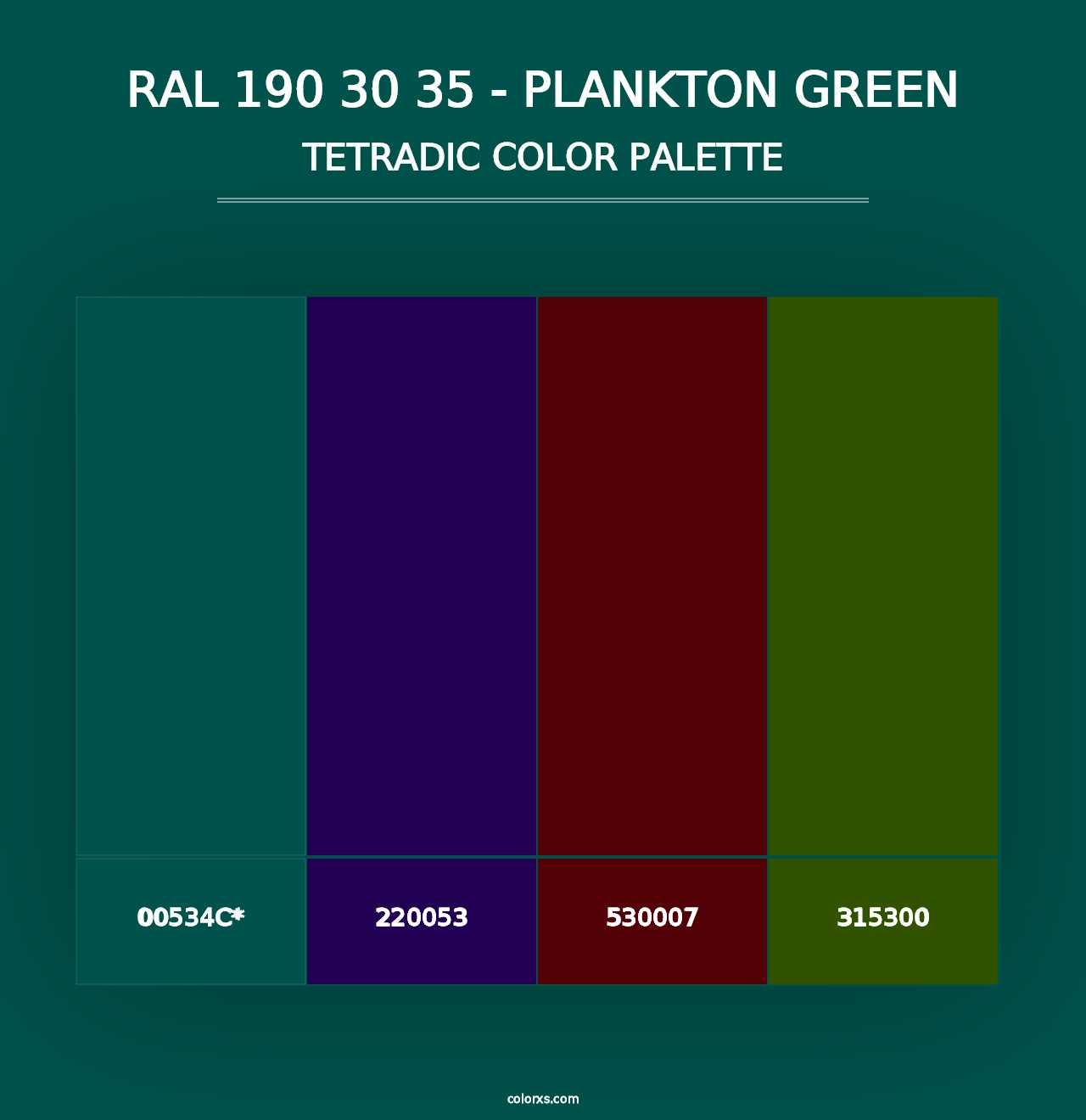 RAL 190 30 35 - Plankton Green - Tetradic Color Palette