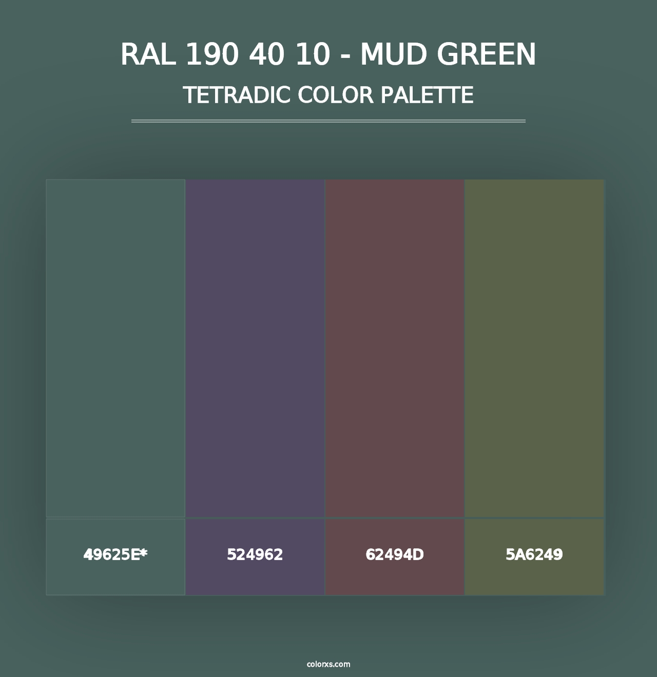 RAL 190 40 10 - Mud Green - Tetradic Color Palette