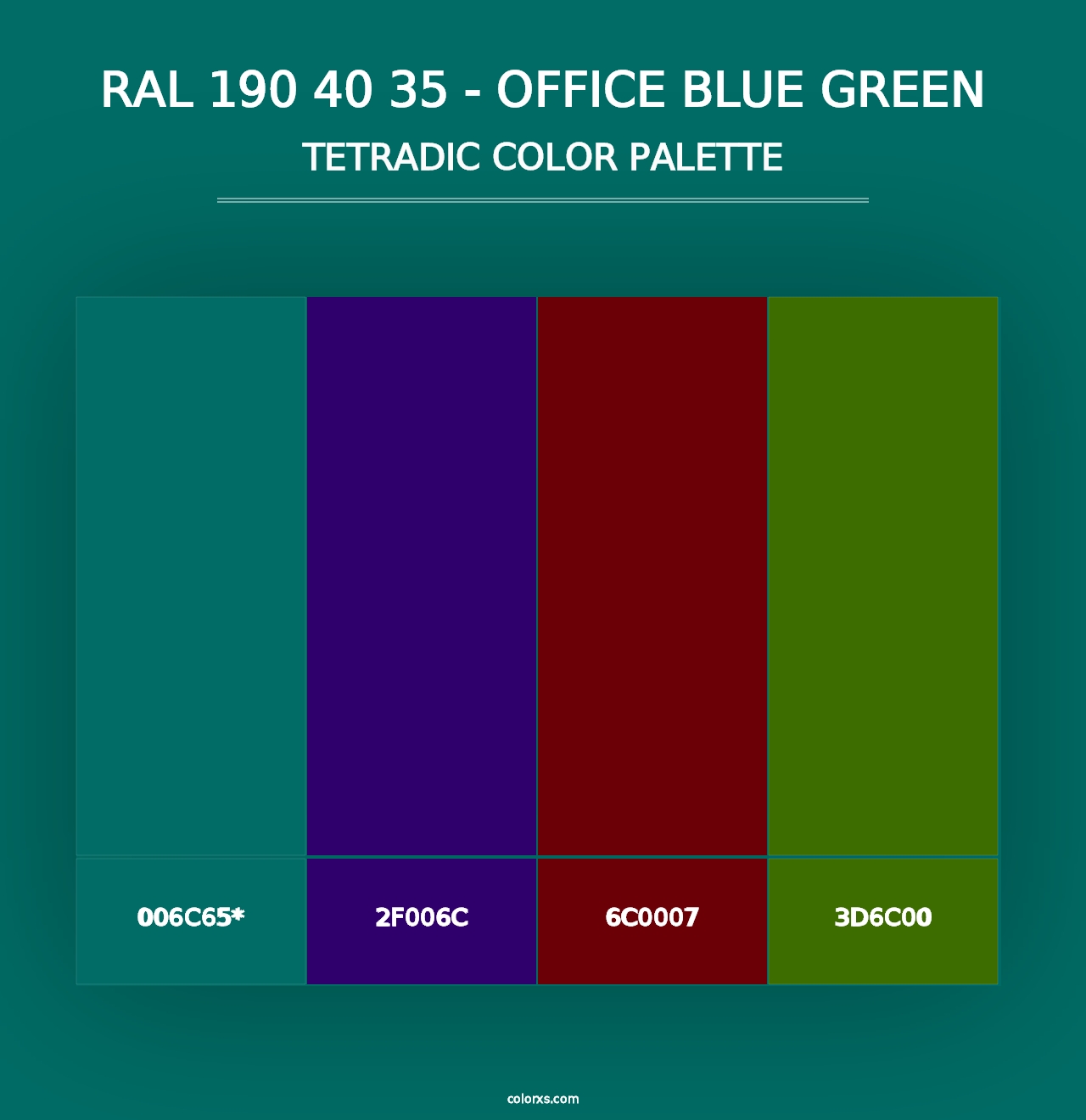 RAL 190 40 35 - Office Blue Green - Tetradic Color Palette