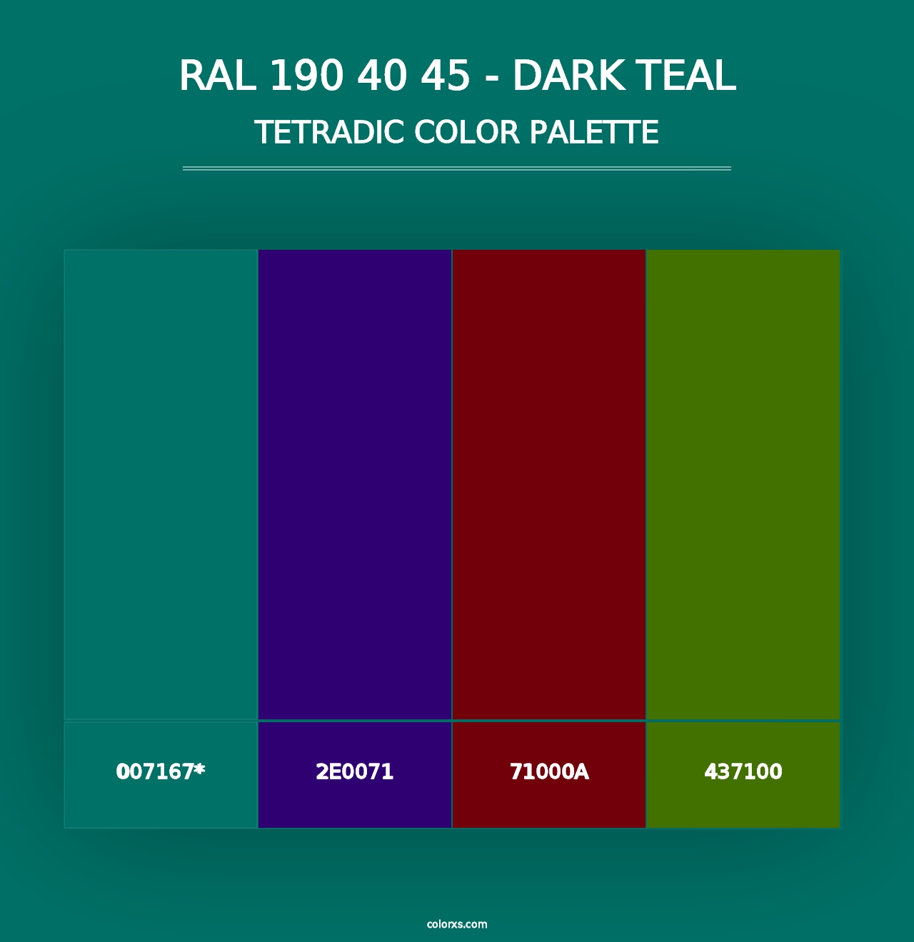 RAL 190 40 45 - Dark Teal - Tetradic Color Palette