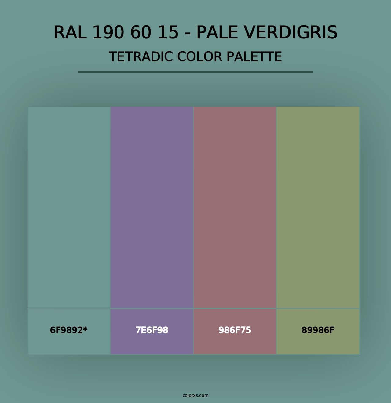 RAL 190 60 15 - Pale Verdigris - Tetradic Color Palette