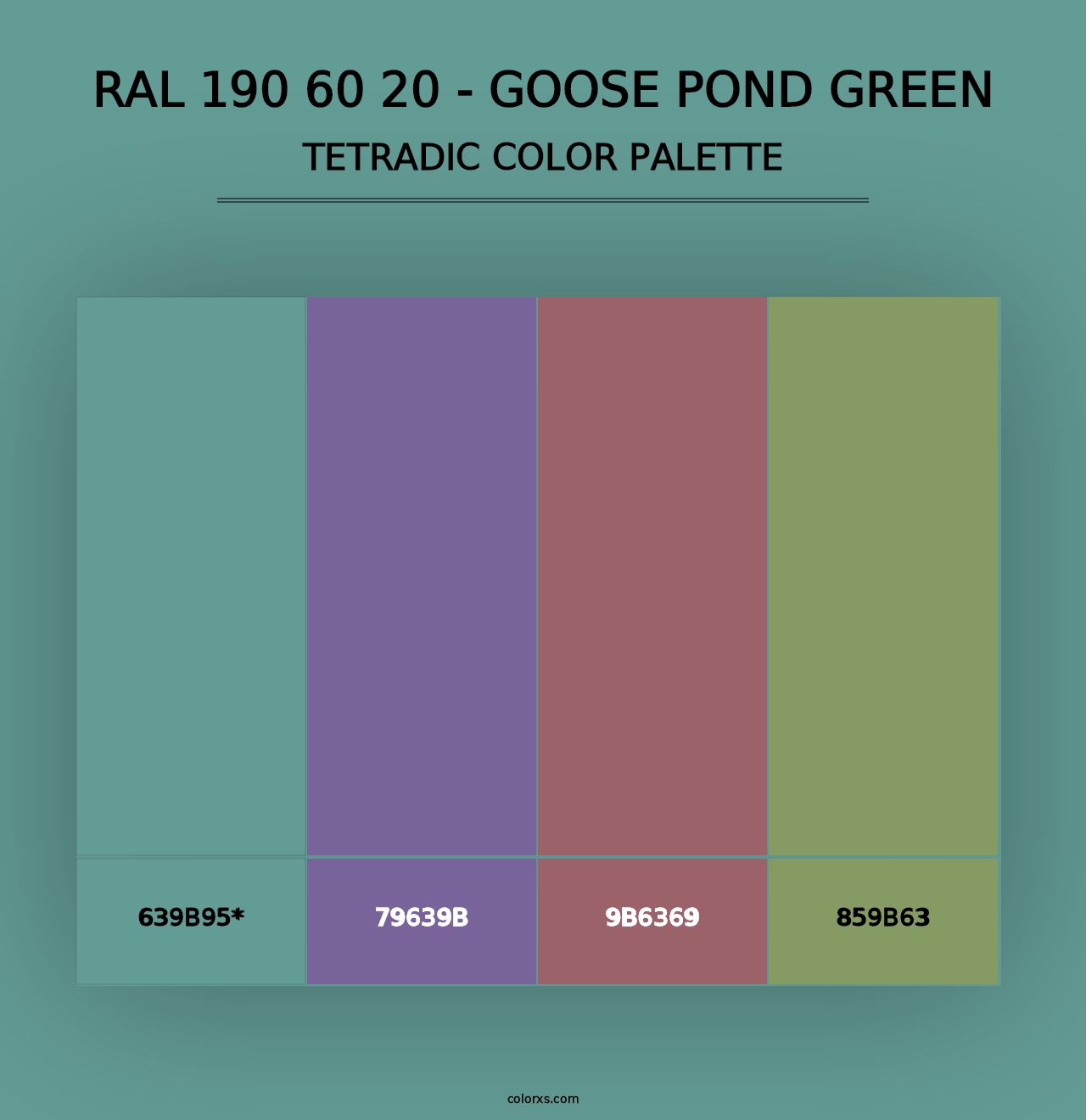 RAL 190 60 20 - Goose Pond Green - Tetradic Color Palette