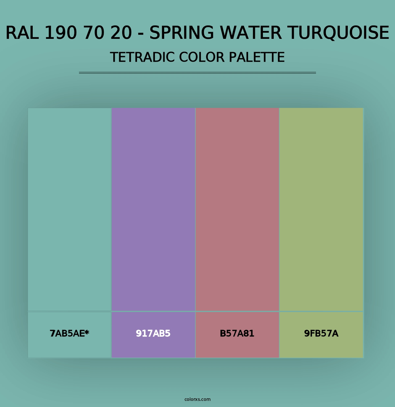 RAL 190 70 20 - Spring Water Turquoise - Tetradic Color Palette