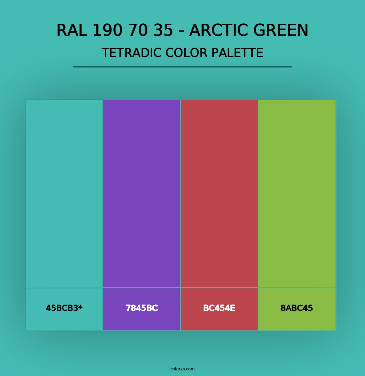 RAL 190 70 35 - Arctic Green - Tetradic Color Palette