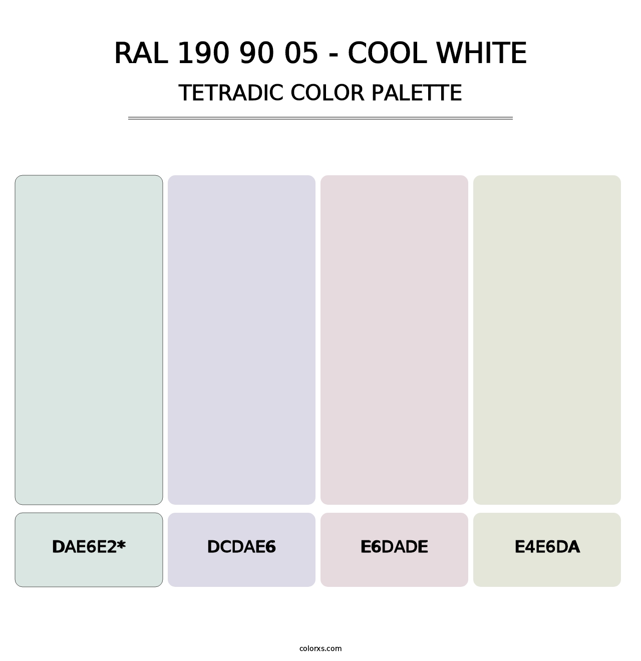 RAL 190 90 05 - Cool White - Tetradic Color Palette