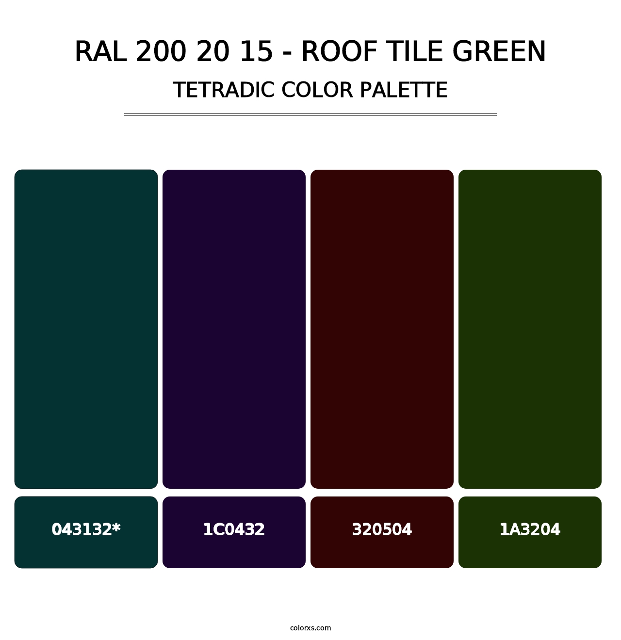 RAL 200 20 15 - Roof Tile Green - Tetradic Color Palette