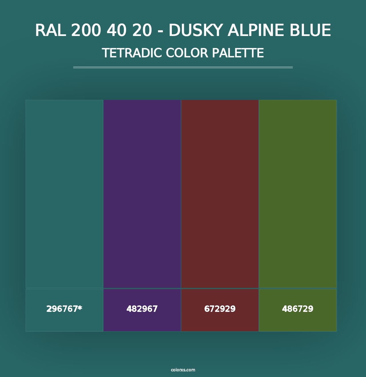 RAL 200 40 20 - Dusky Alpine Blue - Tetradic Color Palette