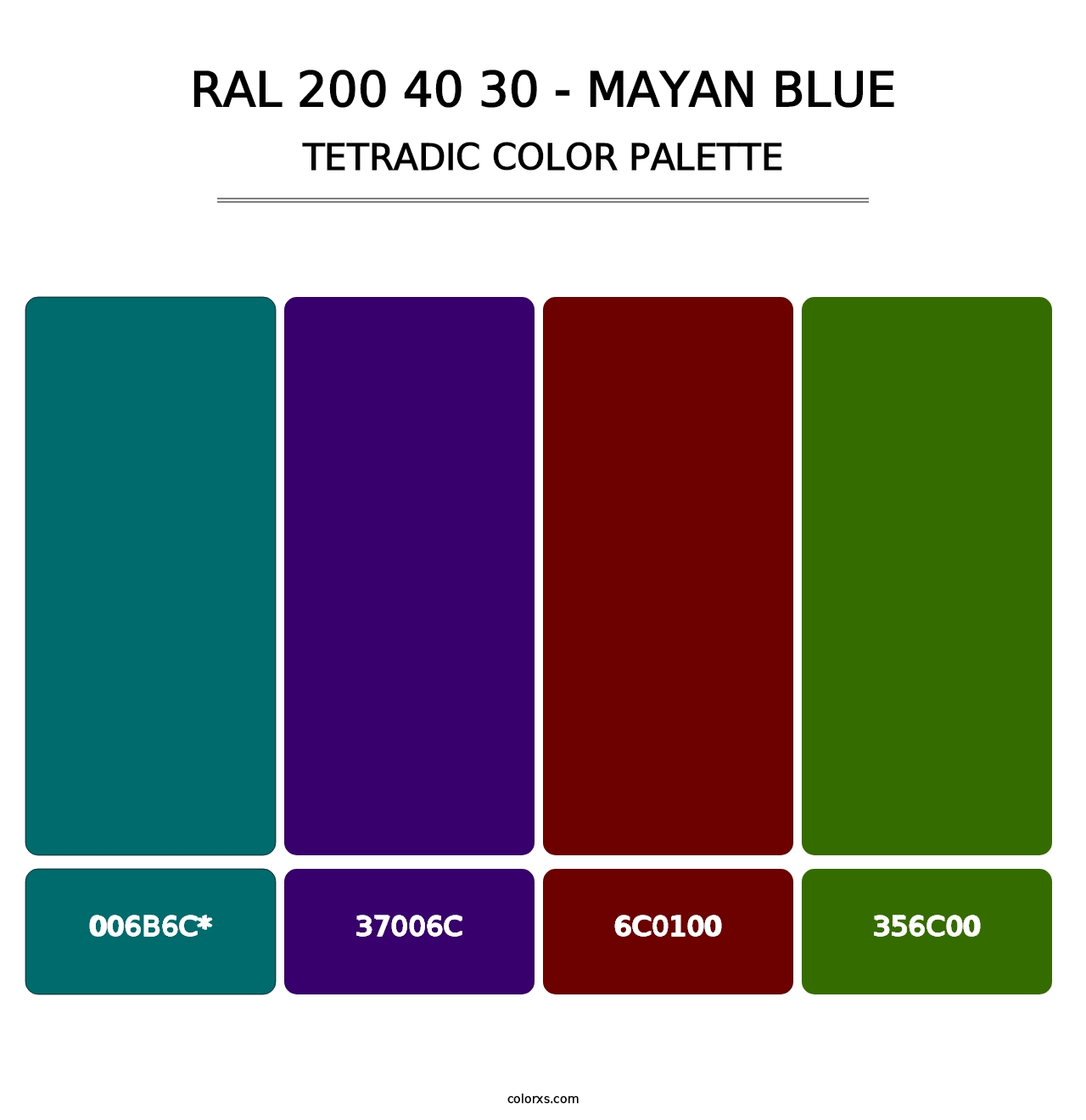 RAL 200 40 30 - Mayan Blue - Tetradic Color Palette