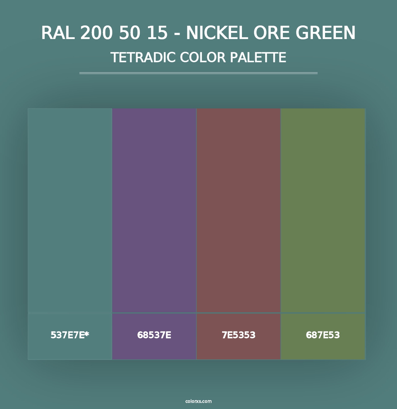 RAL 200 50 15 - Nickel Ore Green - Tetradic Color Palette