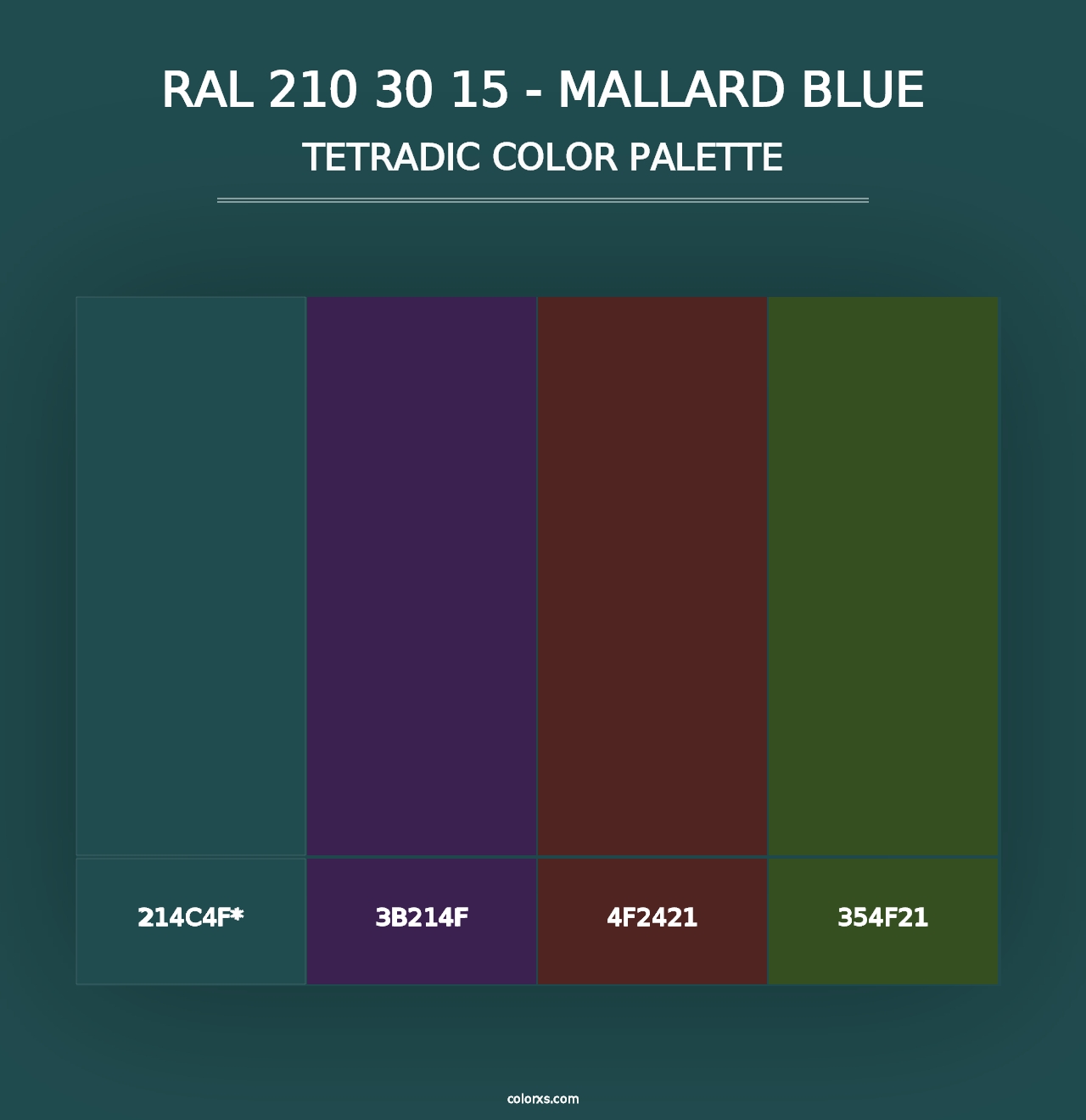 RAL 210 30 15 - Mallard Blue - Tetradic Color Palette