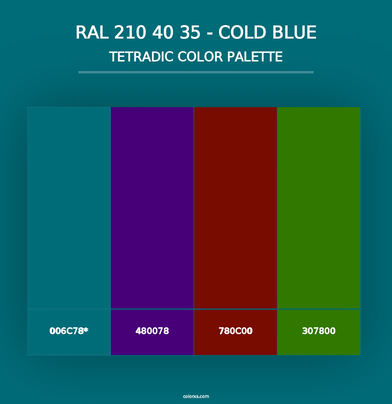 RAL 210 40 35 - Cold Blue - Tetradic Color Palette