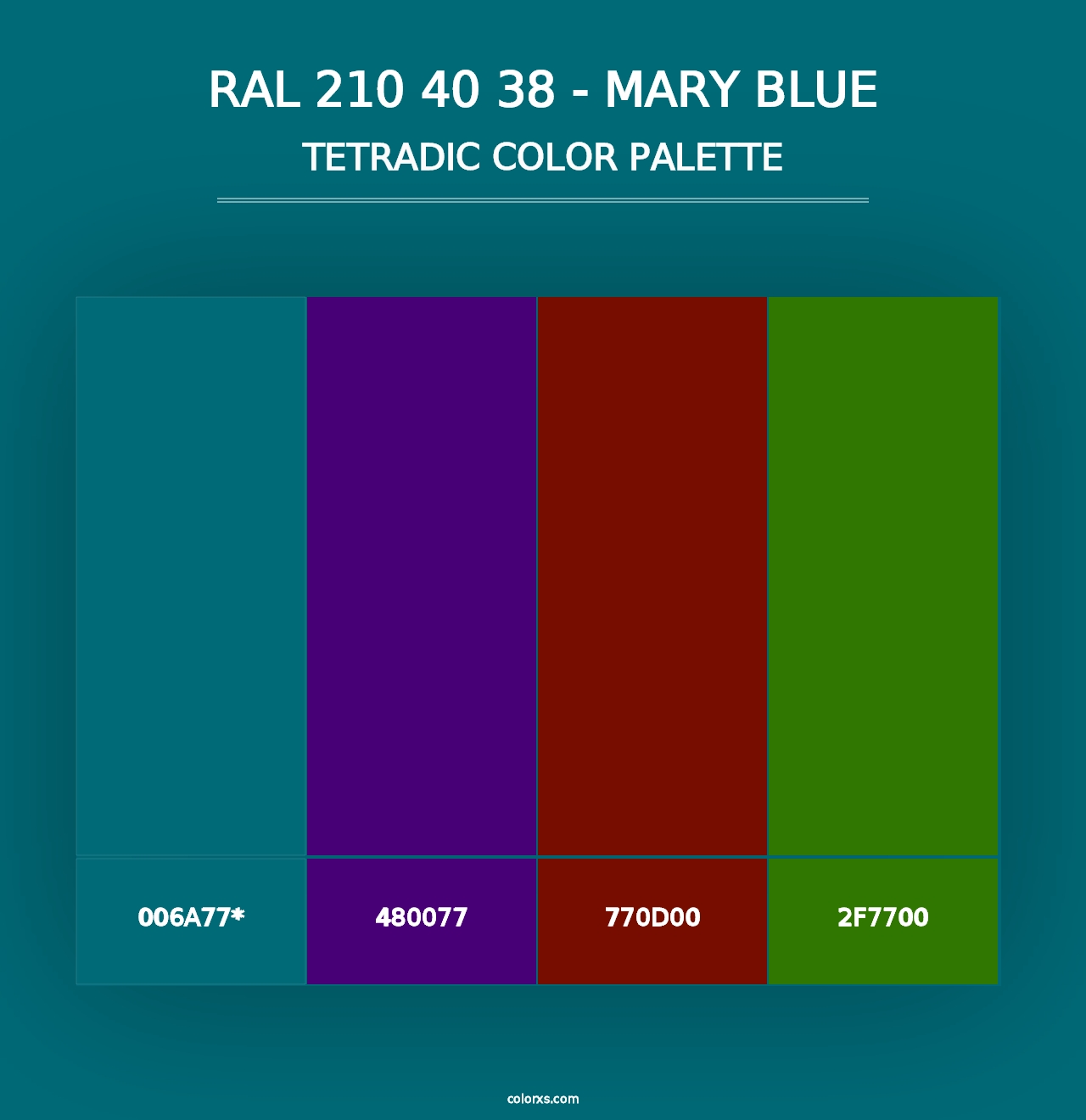 RAL 210 40 38 - Mary Blue - Tetradic Color Palette