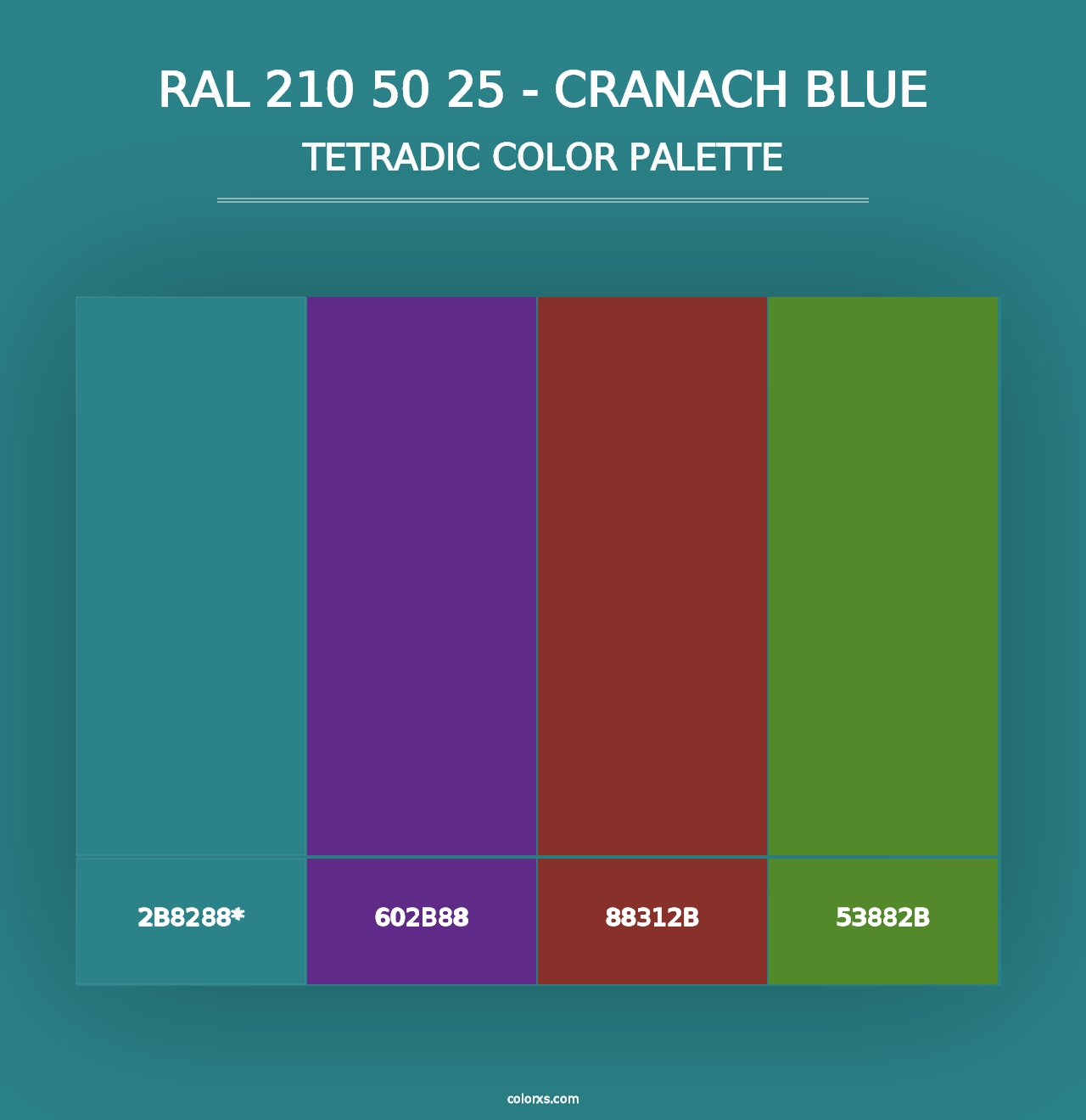 RAL 210 50 25 - Cranach Blue - Tetradic Color Palette