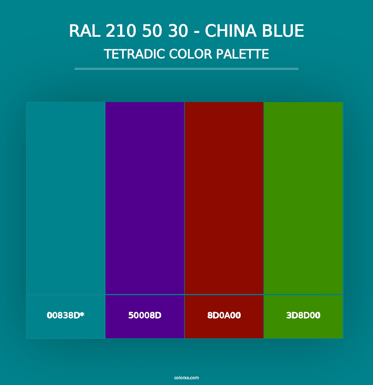 RAL 210 50 30 - China Blue - Tetradic Color Palette