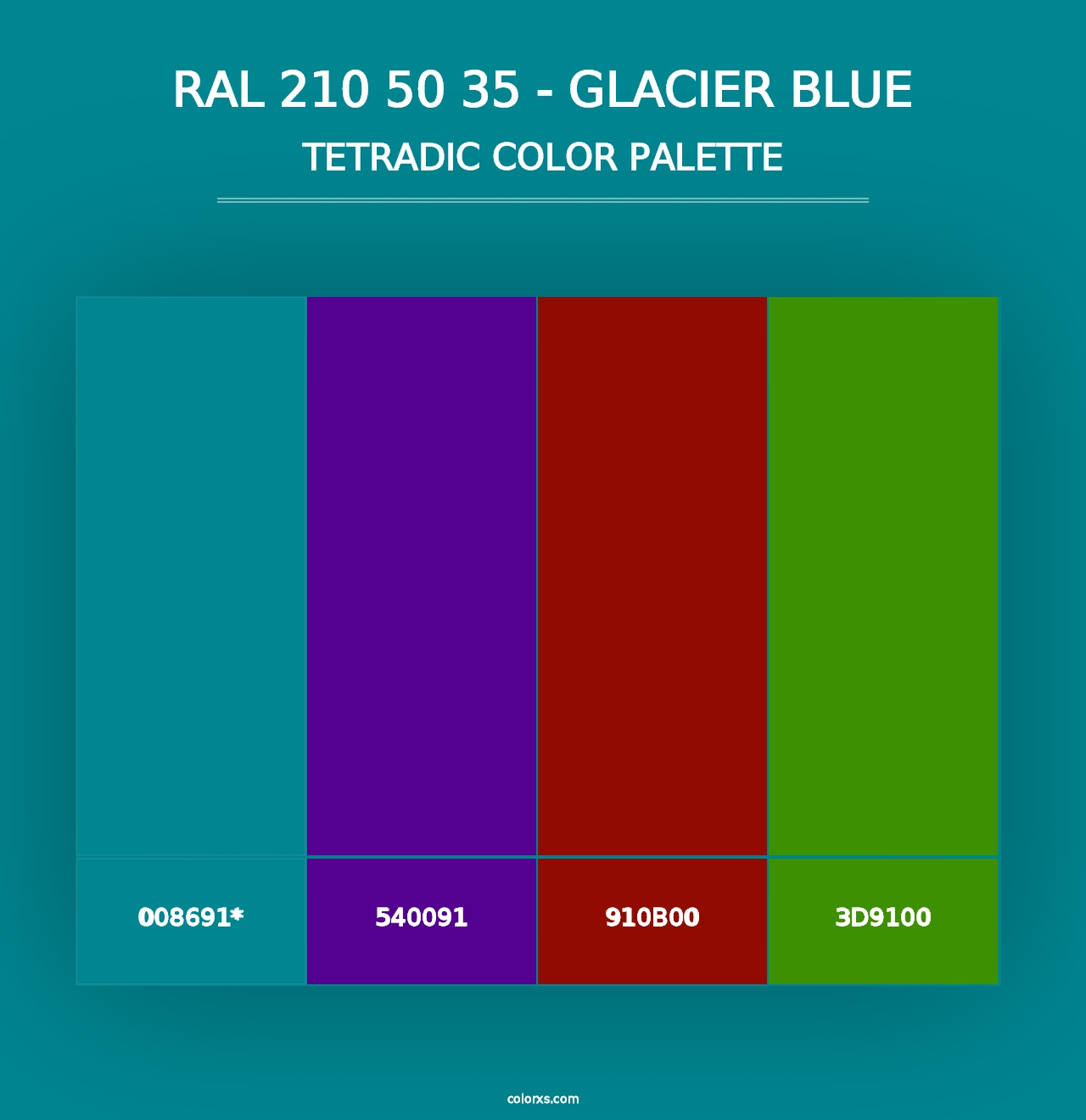 RAL 210 50 35 - Glacier Blue - Tetradic Color Palette