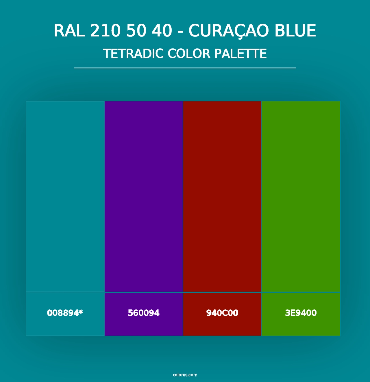 RAL 210 50 40 - Curaçao Blue - Tetradic Color Palette