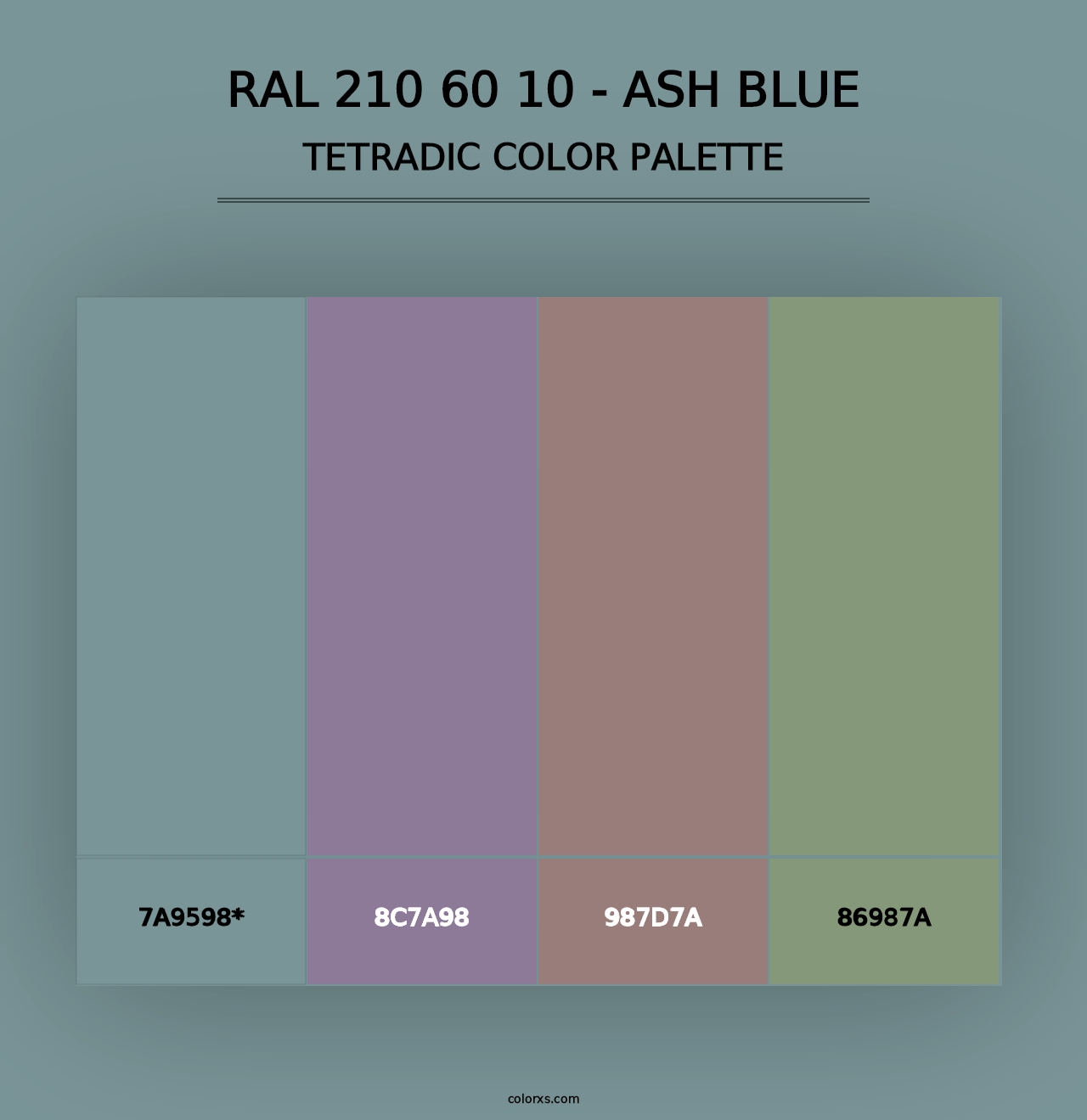 RAL 210 60 10 - Ash Blue - Tetradic Color Palette