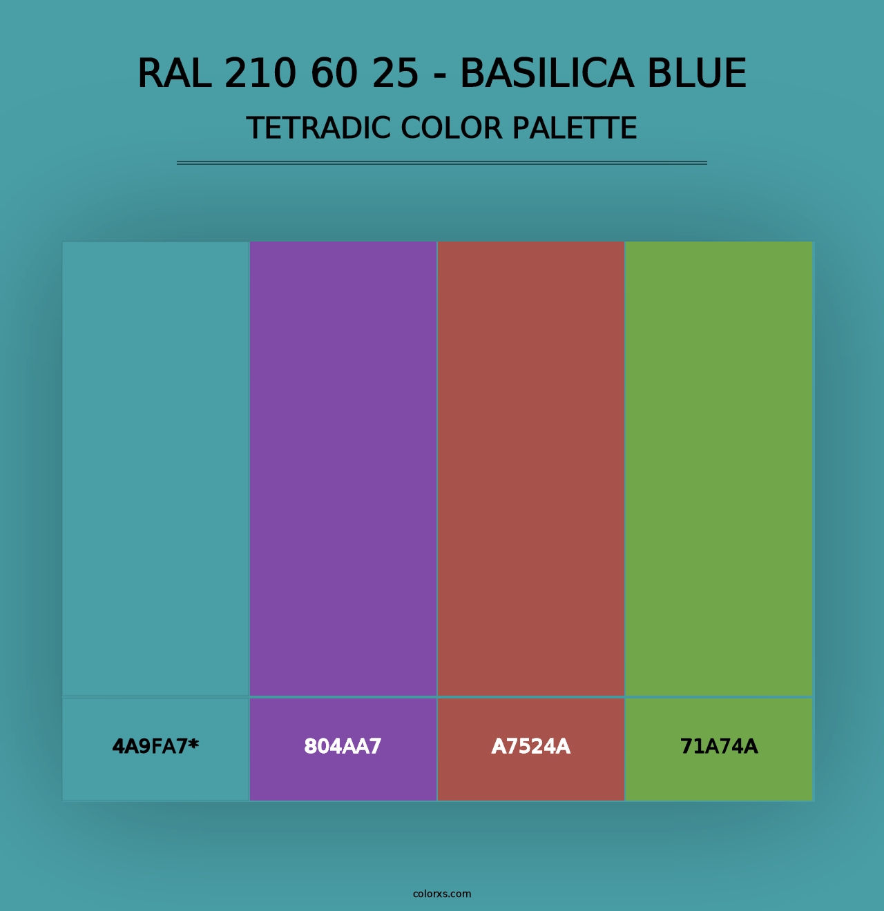 RAL 210 60 25 - Basilica Blue - Tetradic Color Palette