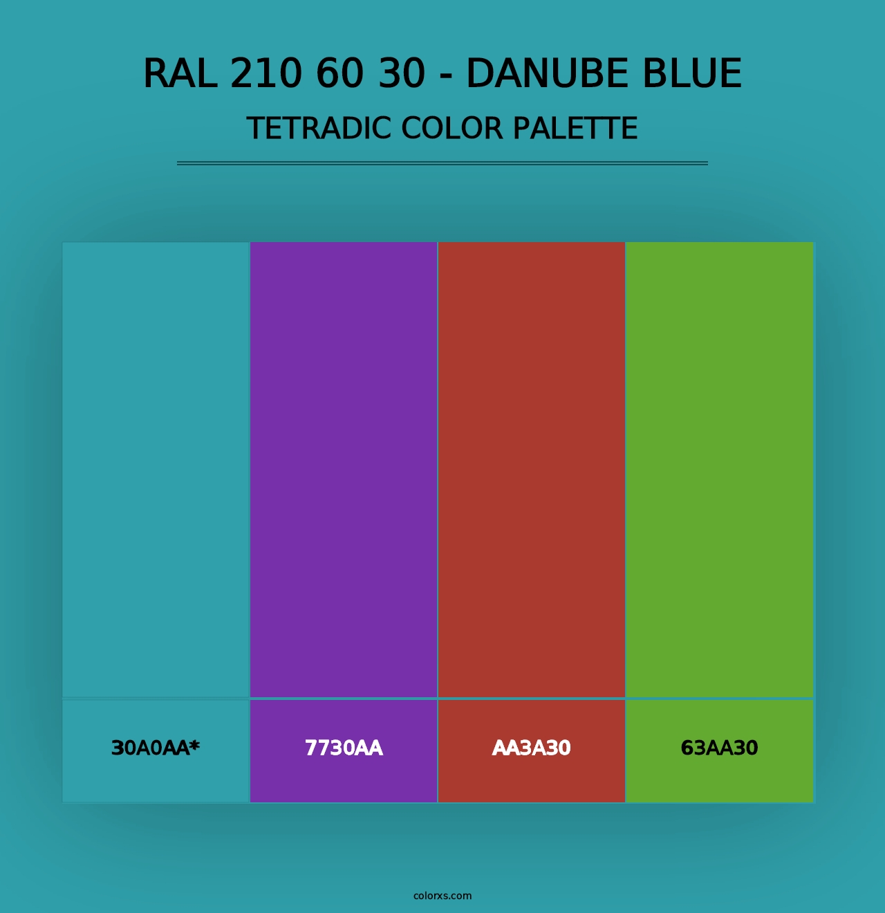 RAL 210 60 30 - Danube Blue - Tetradic Color Palette