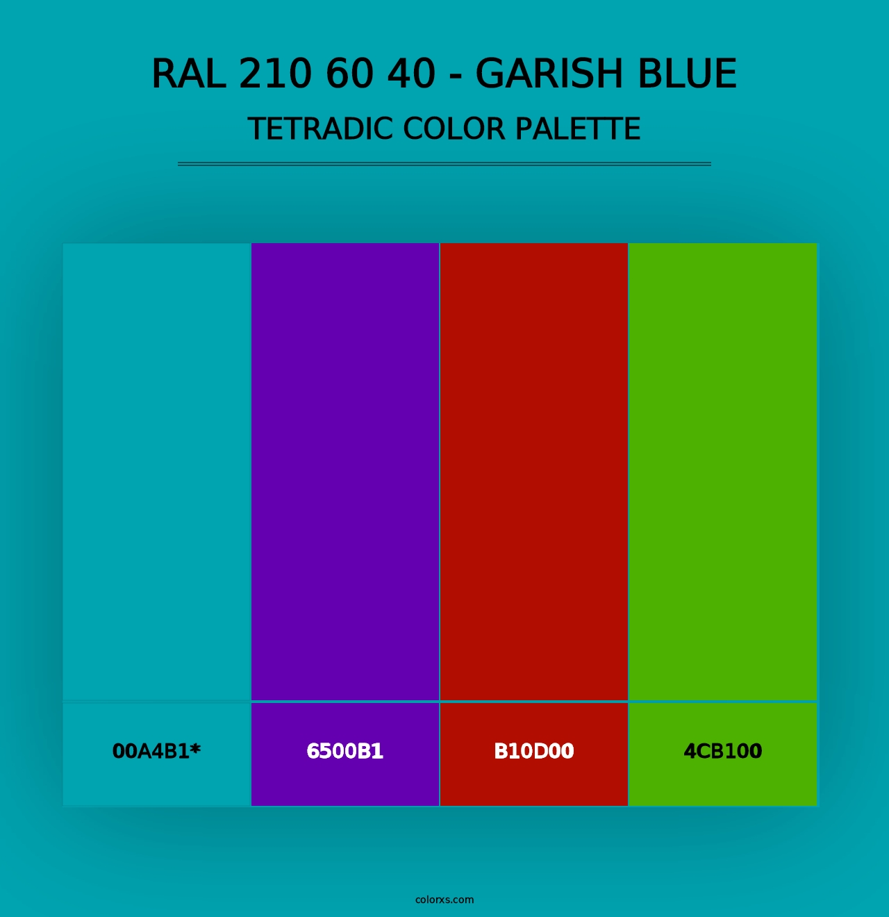 RAL 210 60 40 - Garish Blue - Tetradic Color Palette