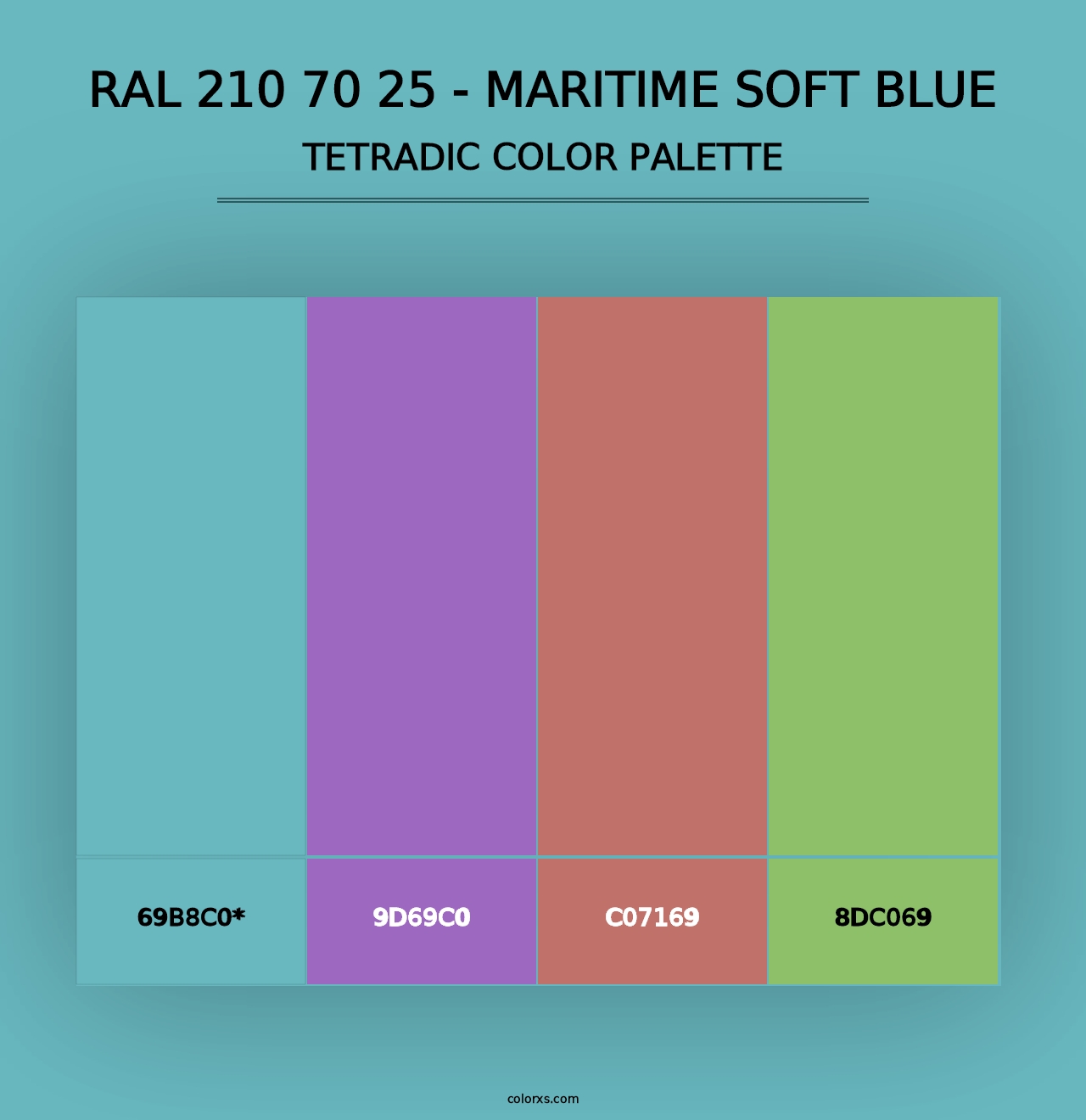 RAL 210 70 25 - Maritime Soft Blue - Tetradic Color Palette