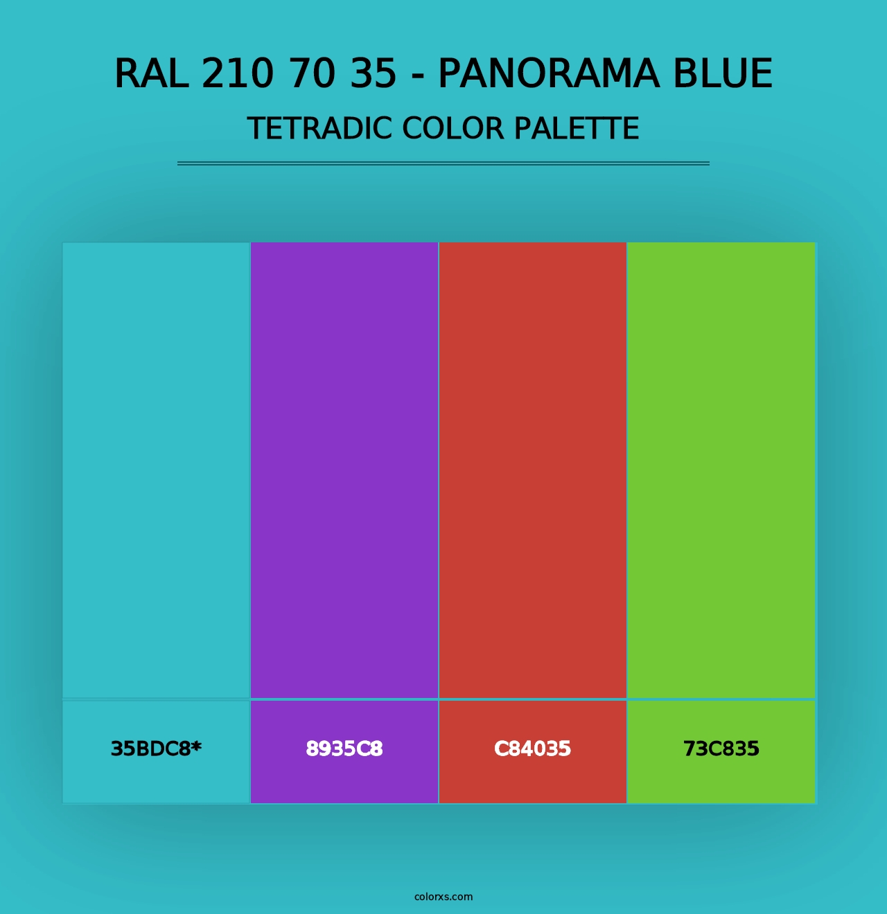 RAL 210 70 35 - Panorama Blue - Tetradic Color Palette